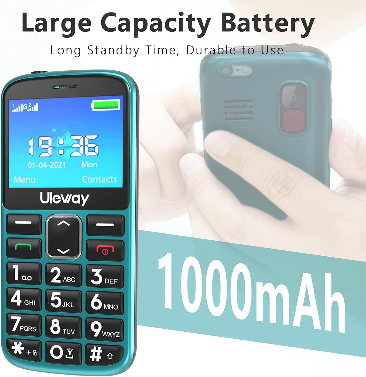 uleway Senior Mobile Phone without Contract, Large Buttons, Mobile Phone Simple and Buttons, Emergency Call Function, 2.3 Inch Display Mobile Phone for Seniors