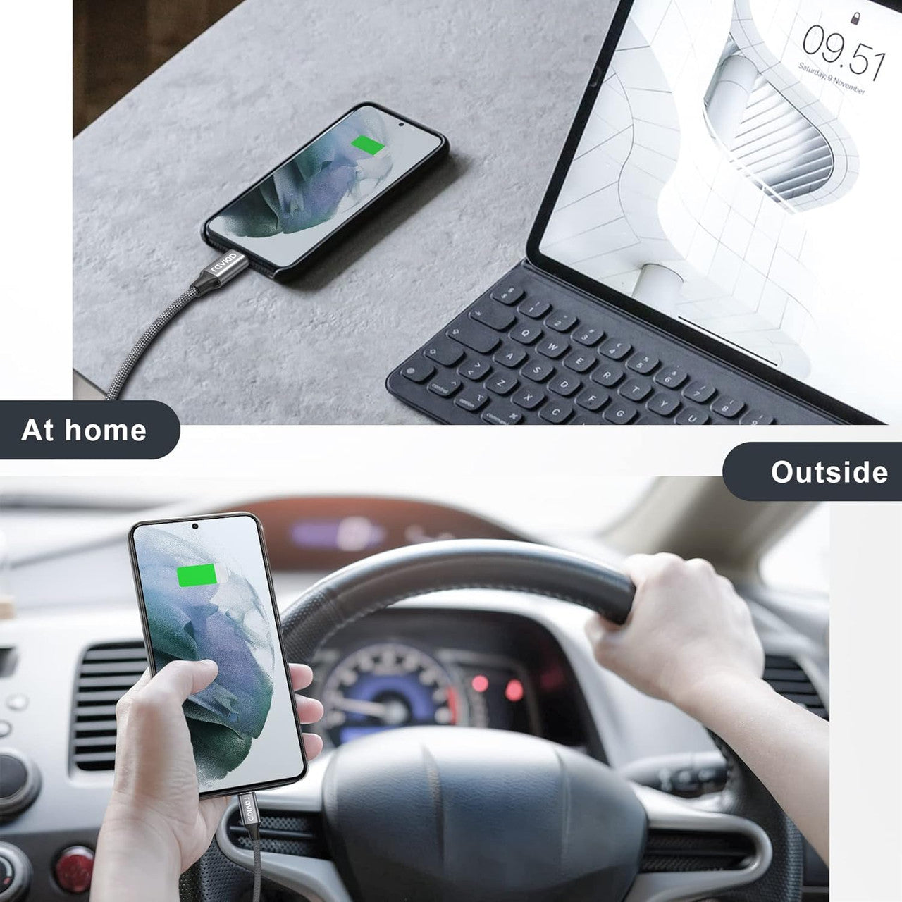 RAVIAD USB C Cable 3.1A Charging Cable USB C Fast Charging Cable USB C Nylon USB C Charging Cable for iPhone 17 16 15 Pro Max Plus, Pad Pro, Galaxy S25 S24 S23 Ultra, MacBook, Huawei P60 P50, Pixel 9