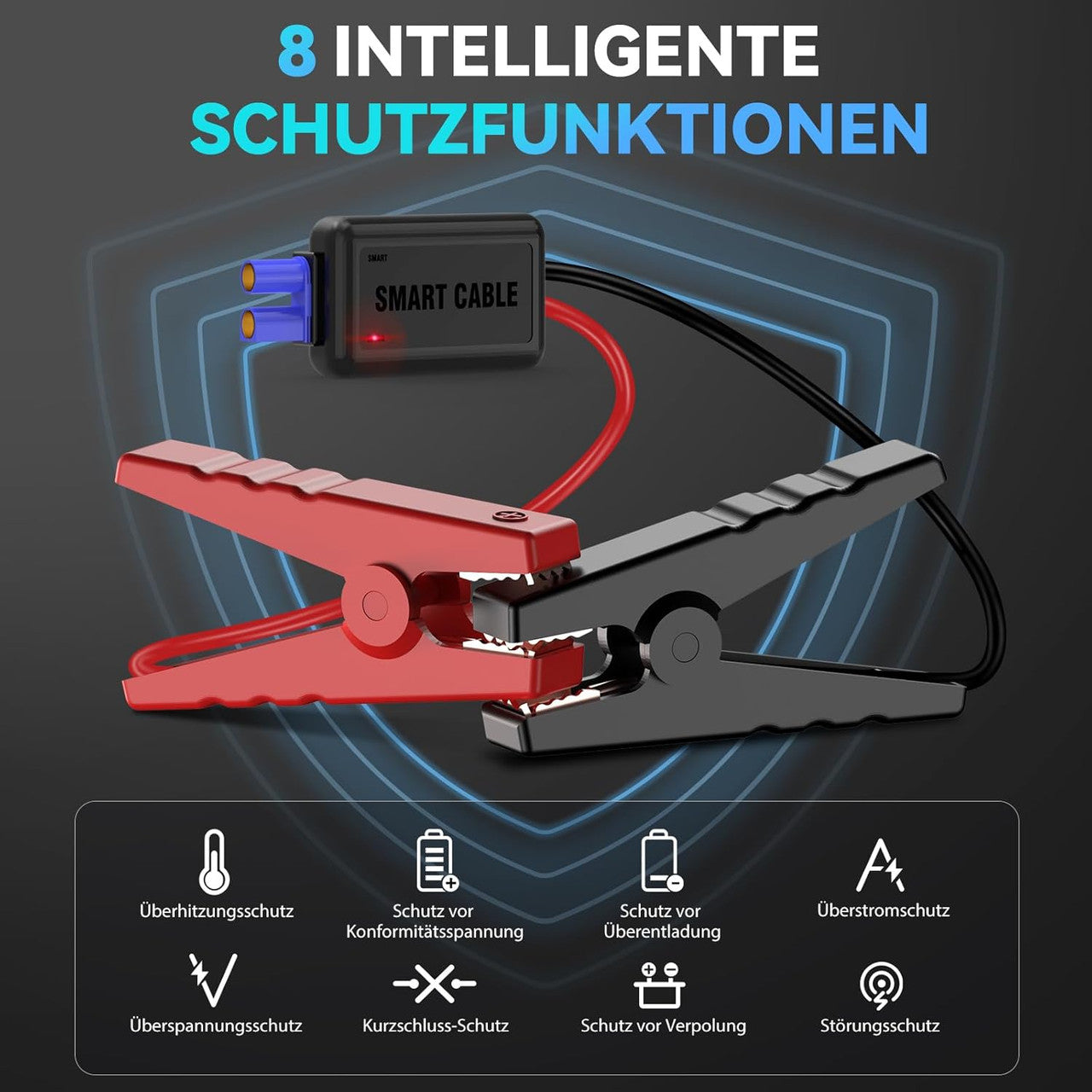 ACEZUK 5000 A Jump Starter Power Bank 12 V (up to 7.0 L Petrol or 5.5 L Diesel) Car Jump Starter with LED Torch, Large Screen, Jumper Screen, Car Battery Booster for SUV Motorcycle Lawn Mower