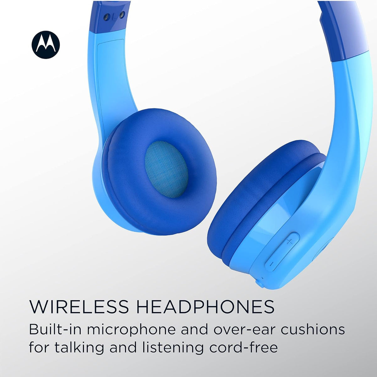Motorola JR300 Kids Bluetooth Wireless Headphones with Microphone - Lightweight Over Ear, Safe Volume Limit 85dB, Audio Splitter for Sharing - Ideal for School, Travel, Gaming - Pink