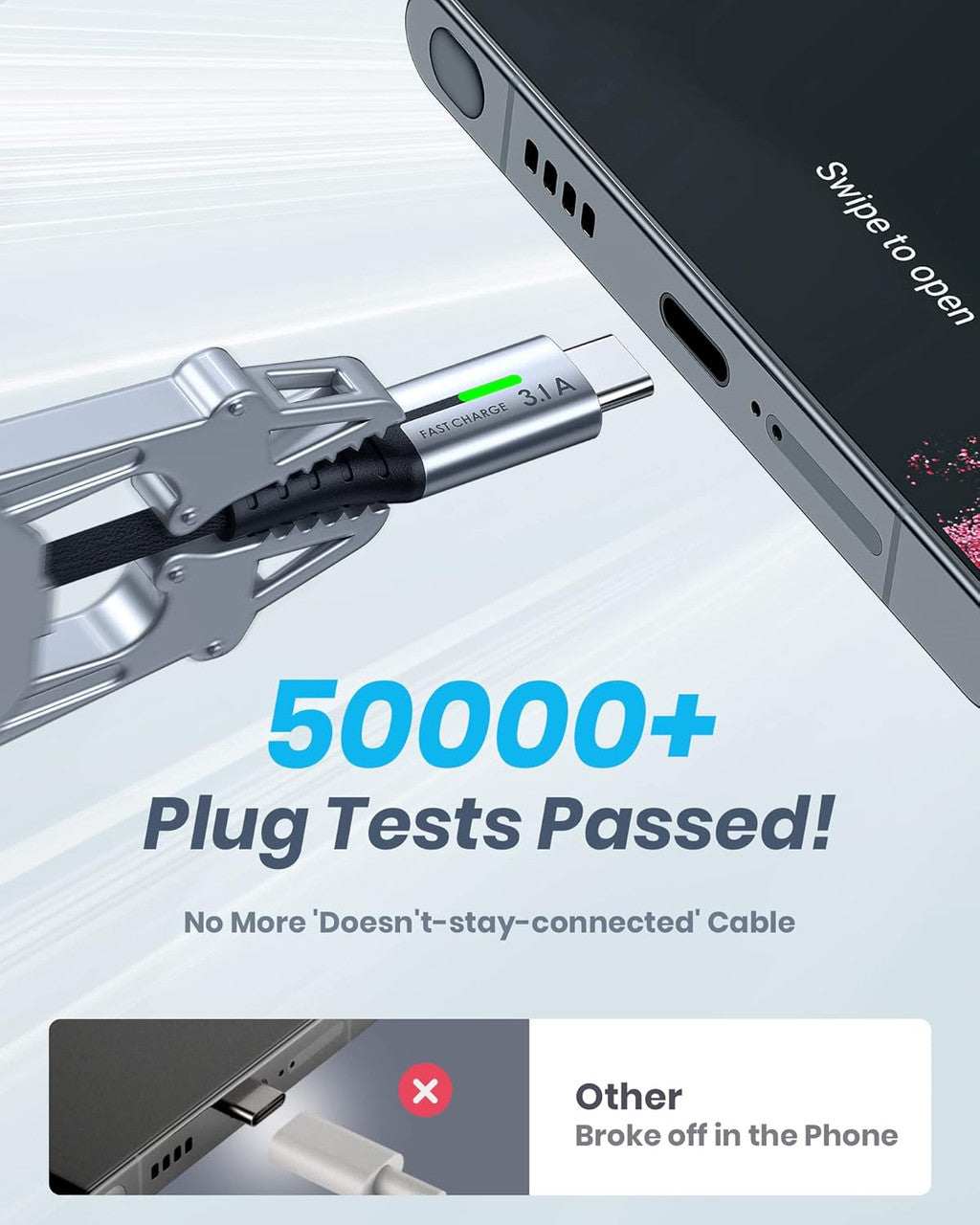 INIU USB C Charger Cable, 2m Type C Cable Fast Charging, Braided USB A to USB-C Phone Charger Cable USBC for iPhone 17 16 15 Pro Max, Samsung Galaxy S25 S24 Ultra, Pixel 10, iPad Air Switch Steam etc.