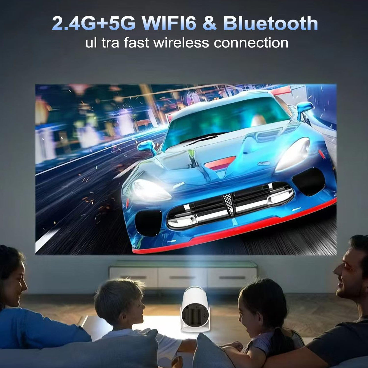 Mini Portable Projector Projector 4K 1080P Full HD Compatible Android 11 Netflix WiFi 6 BT5.2 Correction Trapezoid 180° Rotation Built-in Speaker HDMI/USB/TV Stick/PS5