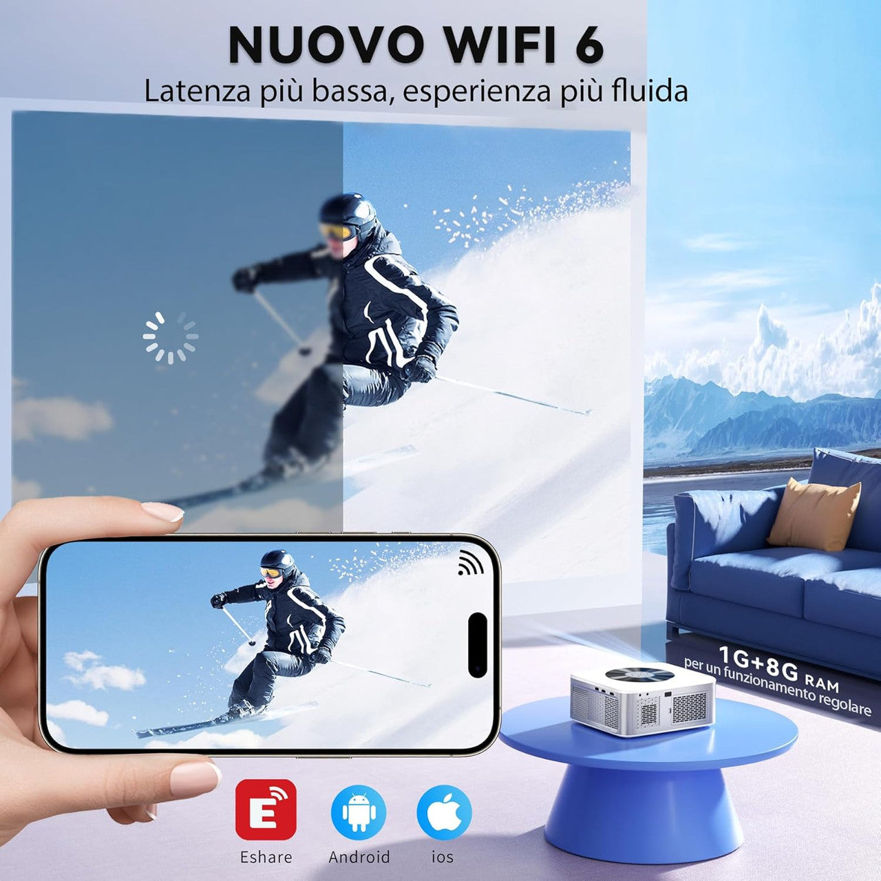 Beamer Native 1080P Home Cinema Video Projector 4K Supported