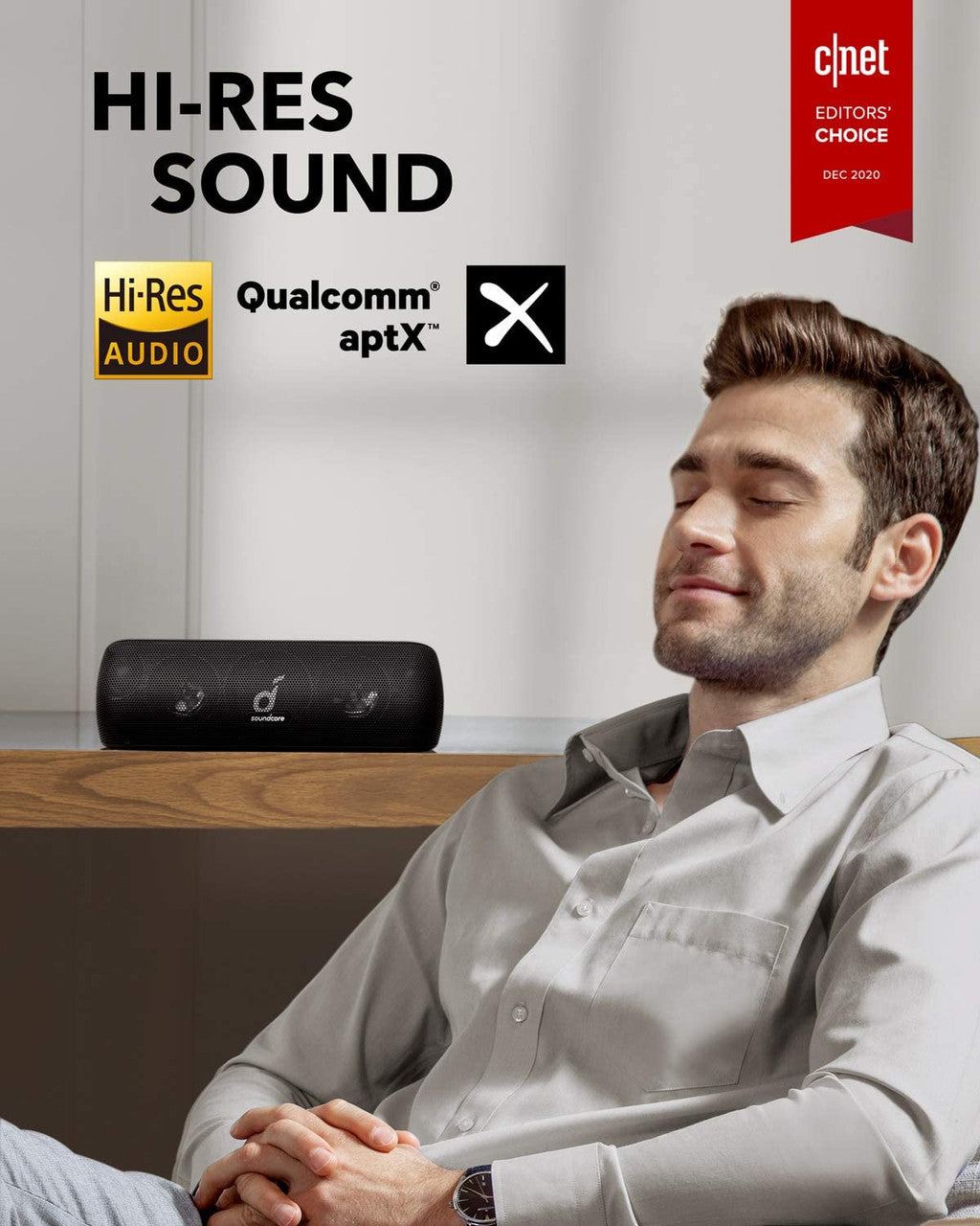 Soundcore Motion+ Bluetooth Speaker with Hi-Res 30W Audio, BassUp, Wireless Speaker, App, Custom EQ, 12H Playtime, Waterproof, USB-C, For Home Office