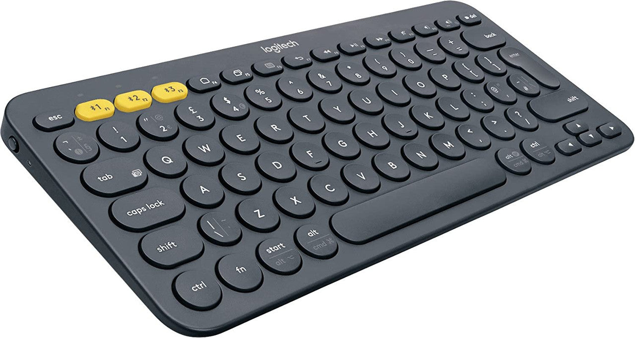 Logitech K380 Wireless Multi-Device Keyboard for Windows, Apple iOS, Apple TV android or Chrome, Bluetooth, Compact Space-Saving Design, PC/Mac/Laptop/Smartphone/Tablet, QWERTY UK Layout - Black