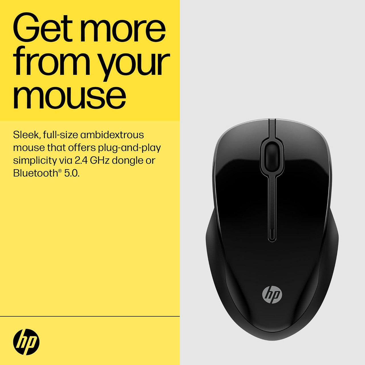 HP 250 Dual Mouse, For Computer or Laptop, Multi-OS & Device Compatibility, Dual-Mode 2.4 GHZ or Bluetooth Connectivity, Multi-Surface Technology, 1 Year Battery Life, Ambidextrous, Black