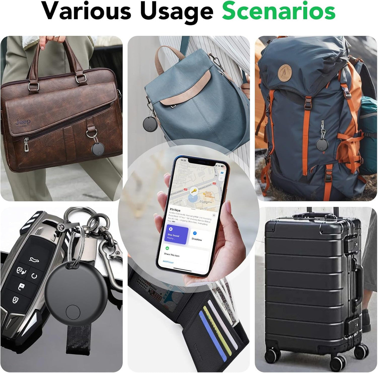 Air Tracker Tags Bluetooth Item Finder-4Pack，Compatible with Apple Find My APP (iOS Only) Replaceable Battery, IP67 Waterproof, Suitable for Luggage, Bags, Wallets, Backpacks, Keys Tracking Tag, Black