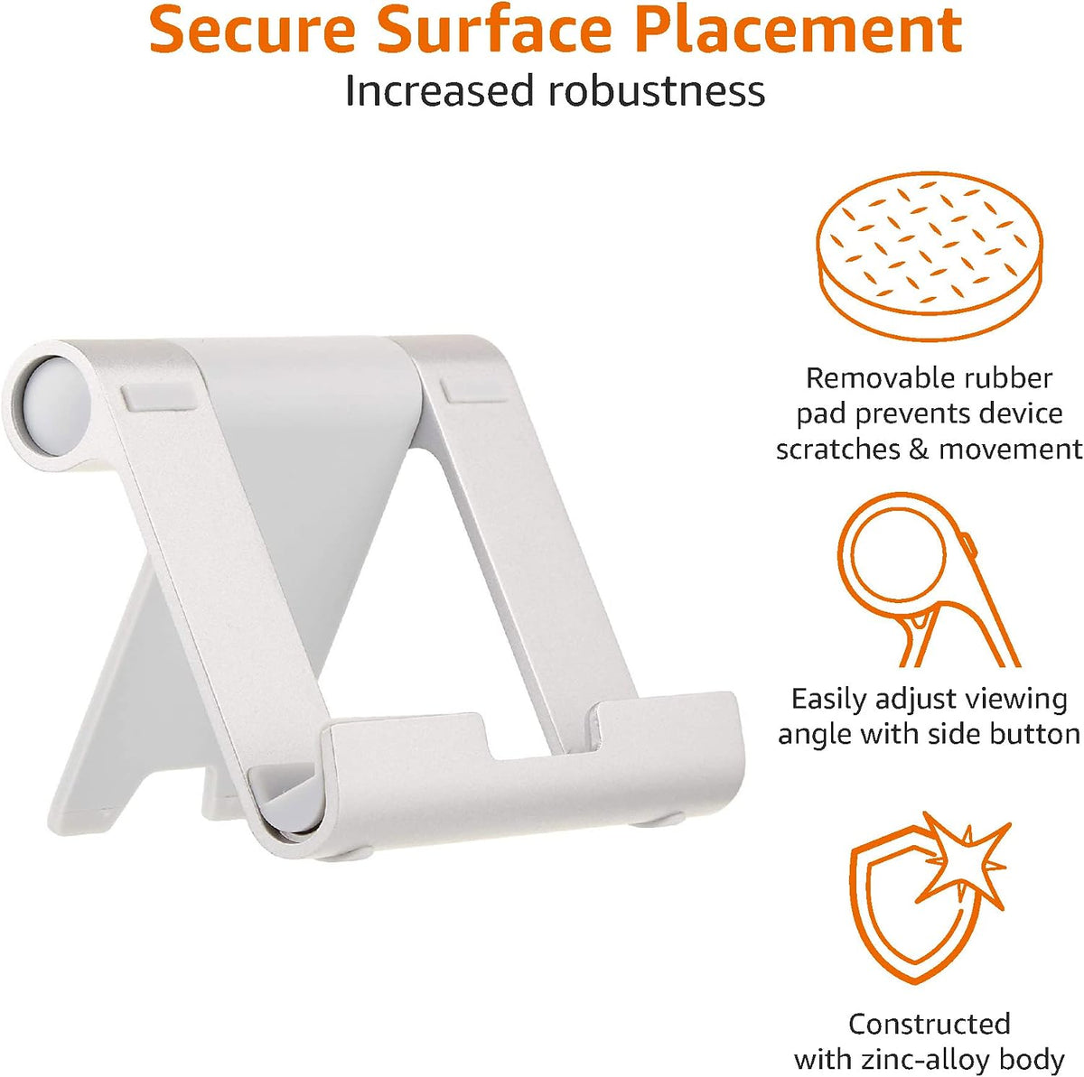 Amazon Basics Multi-Angle Portable Stand for Tablets, E-readers and Phones - Silver