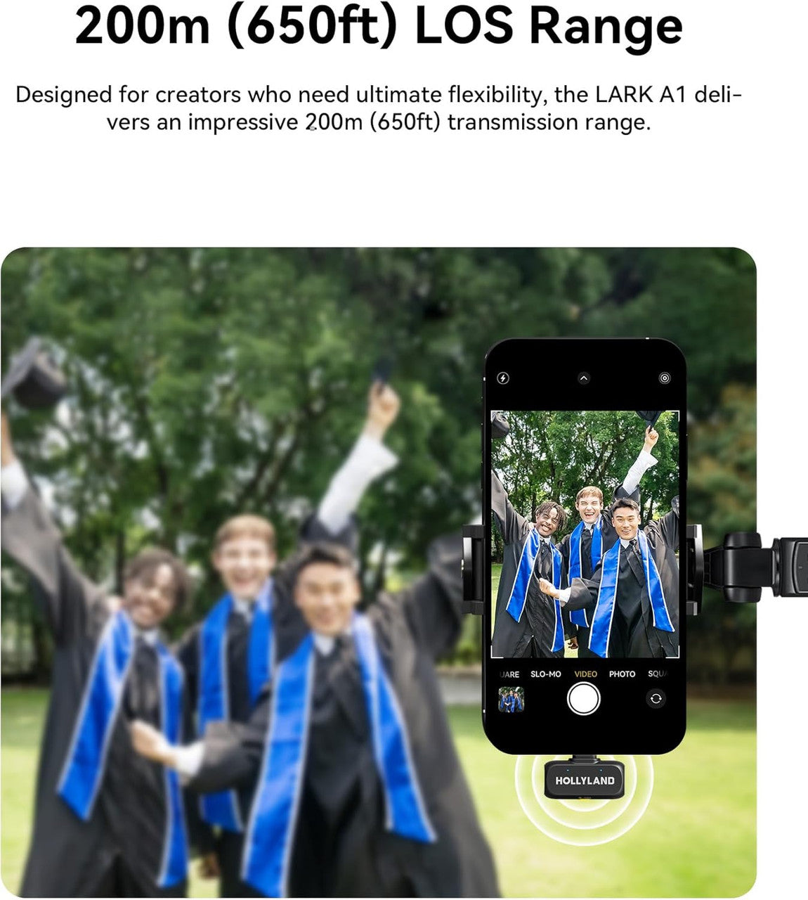 Hollyland LARK A1 Wireless Mini Microphone for iPhone15/16 & Android, Pure Sound, Noise Cancelling, Magnetic Microphone for YouTube, TikTok, Podcast, Vlogging(2TX+2RX+Charging Case)-Black