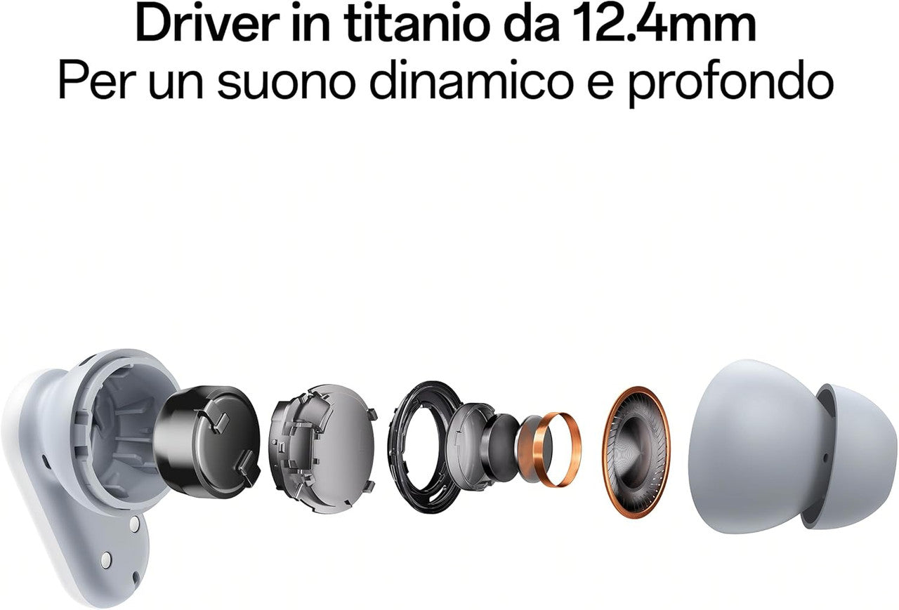 OPPO Enco Buds2 Pro True Wireless Earphones, 38h Autonomy, 12.4 mm Driver, Bluetooth 5.3, 10 m Range, Touch Controls, Noise Cancellation AA, Android and iOS, IP55, White