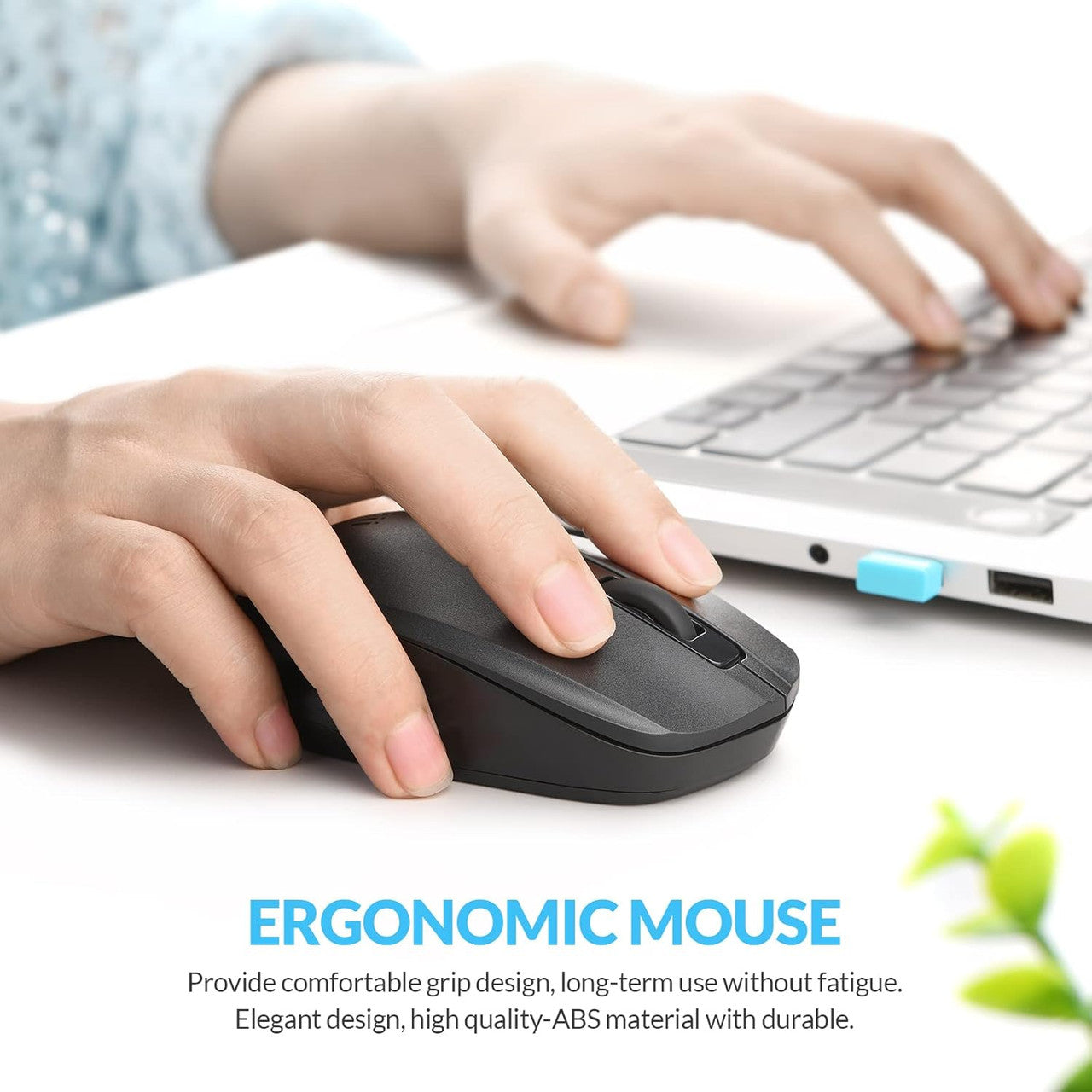 Rii Wireless Mouse 2.4G Wireless Mouse with USB Receiver (located in the battery compartment on the back of the mouse) for left and right handed users, PC/Laptop/Windows, black
