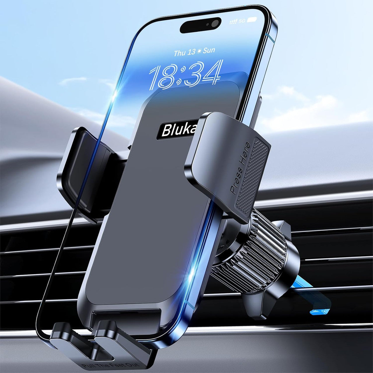 Blukar Car Phone Holder, Air Vent Car Phone Mount Cradle for 360° Rotation, Upgraded Ultra Stable Hook Clip - One Button Release Function for iPhone, Galaxy All 4.0''-7.0'' Smartphones