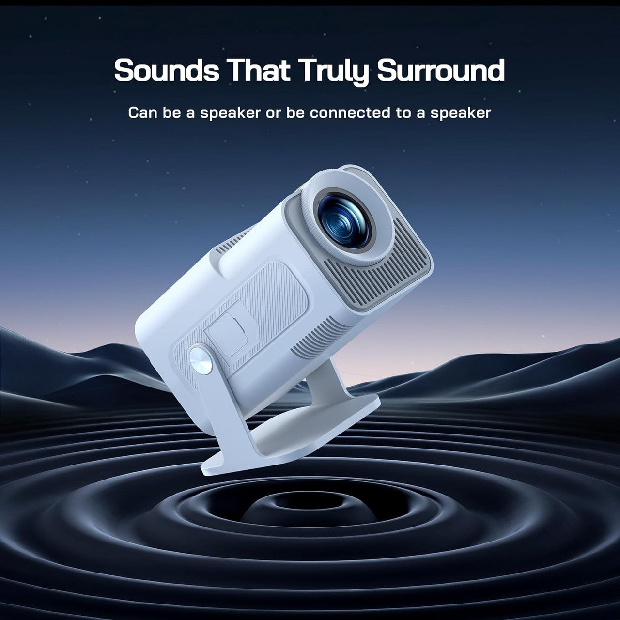 WOLFANG 4K Mini Projector【Built-in Apps/Official Netflix】, 26000 Lumen WiFi 6 Portable Projector with 50% Zoom, 180° Rotatable Smart Home Projector Compatible with TV Stick/iOS/Android/PC/PS5/HDMI/AV