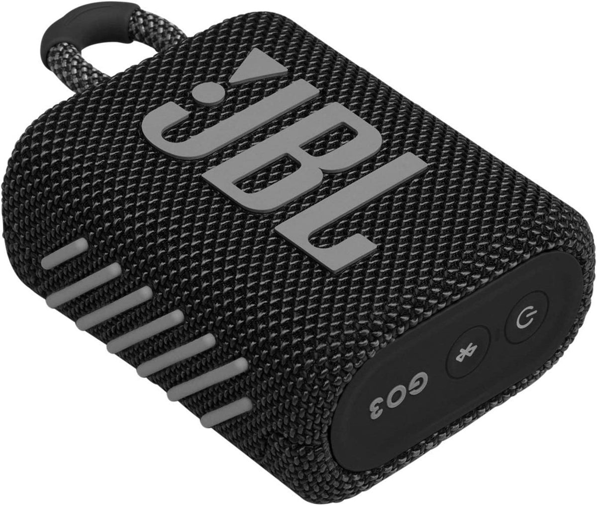 JBL GO 3 - Wireless Bluetooth portable speaker with integrated loop for travel with USB C charging cable, in white