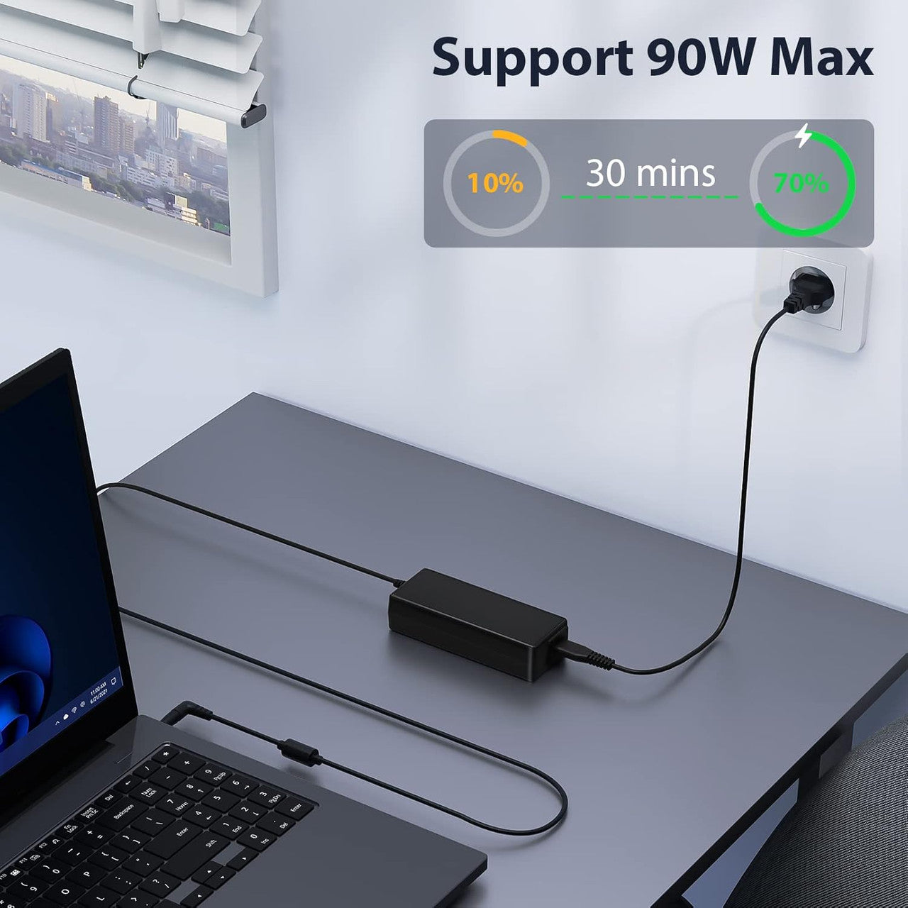 SUNYDEAL 90W Universal Power Supply Laptop Charging Cable Charger for HP Lenovo ASUS Acer Dell Samsung Medion Toshiba Sony Fujitsu MSI PC Charger 18.5V 19.5V 20V 4.74A Max AC Adapter with 15 Plugs