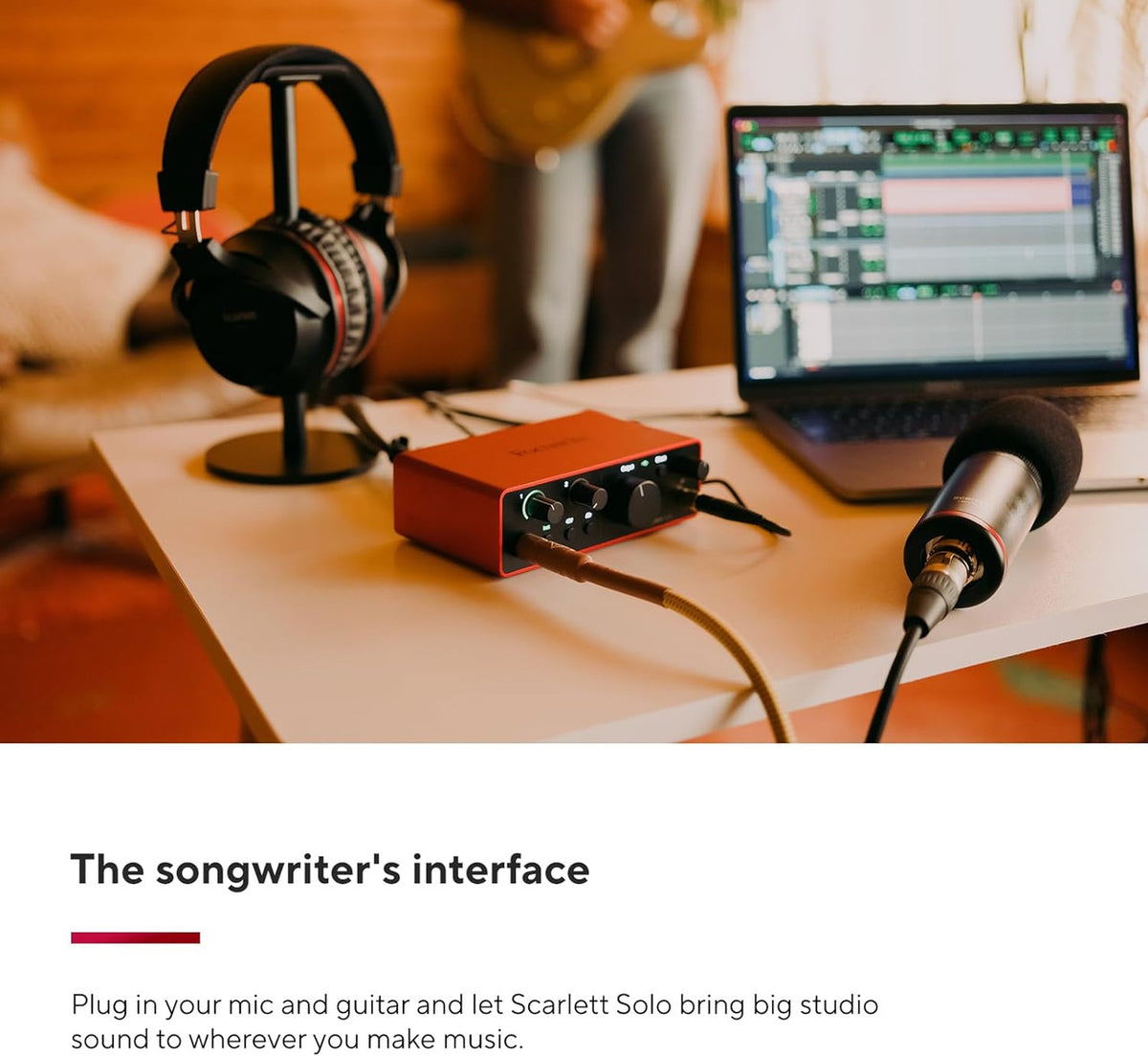 Focusrite Scarlett Solo 4th Gen USB Audio Interface, for the Guitarist, Vocalist, or Producer — High-Fidelity, Studio Quality Recording, and All the Software You Need to Record