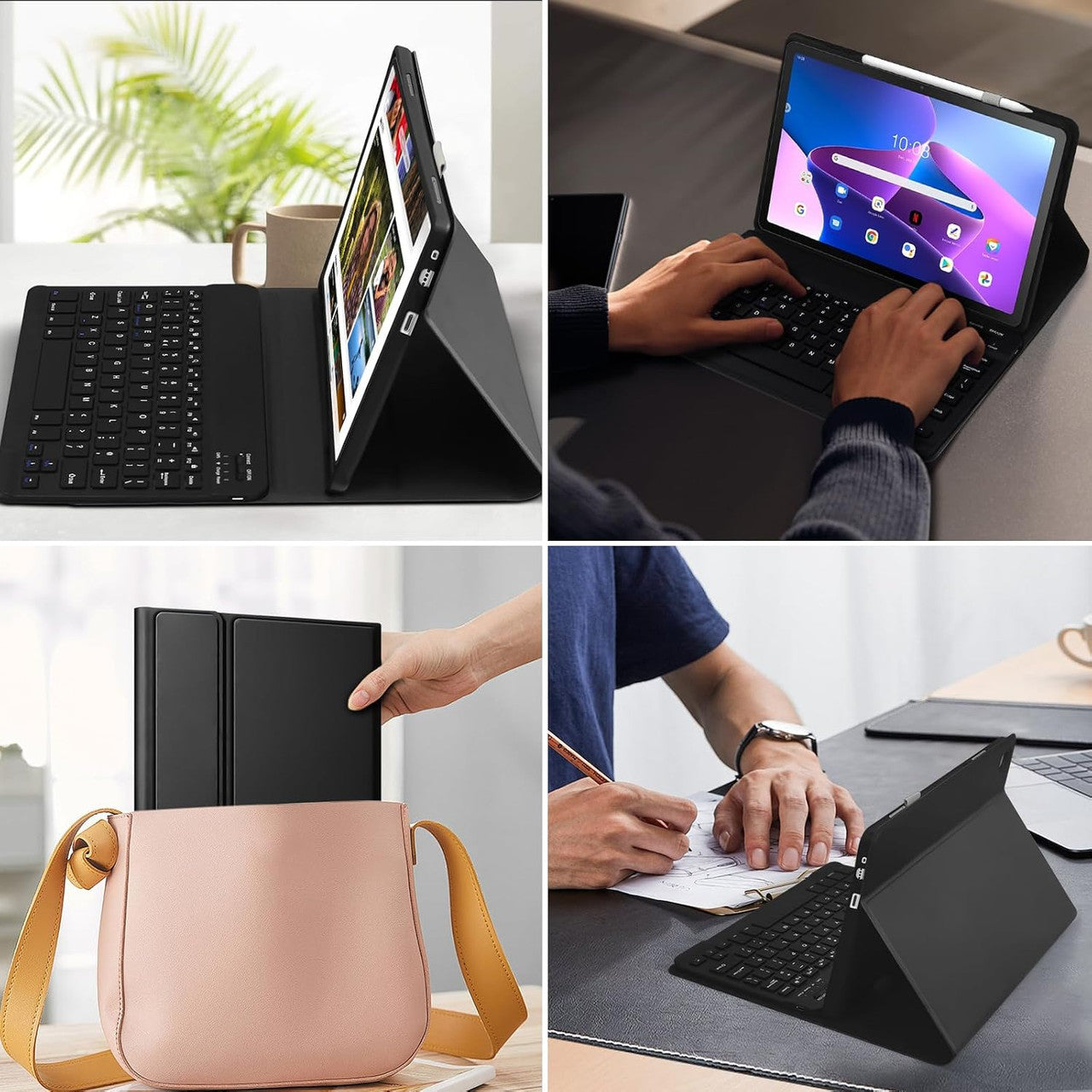 Case with Keyboard for Lenovo Tab M10 (3rd Gen) 10.1", Wireless Detachable Bluetooth Keyboard with Protective Cover for Lenovo Tab M10 3rd Gen 10.1 Inch 2022 (TB-328FU/TB-328XU) Tablet, Black