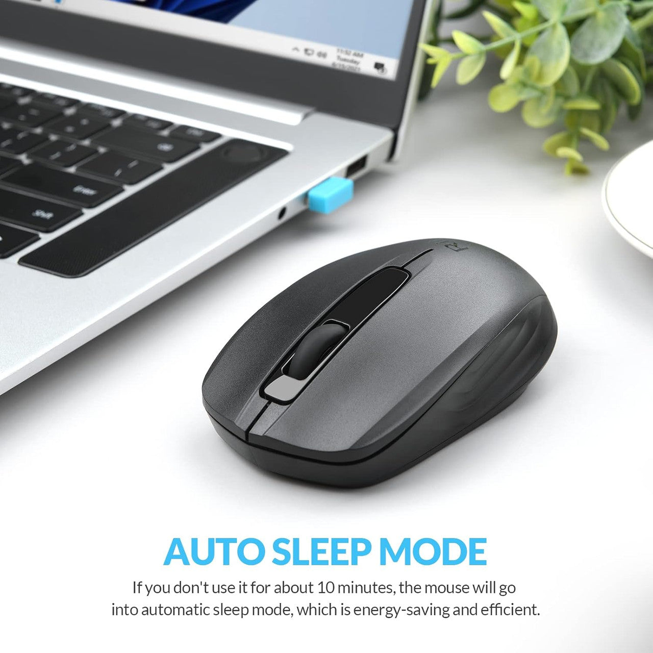 Rii Wireless Mouse 2.4G Wireless Mouse with USB Receiver (located in the battery compartment on the back of the mouse) for left and right handed users, PC/Laptop/Windows, black