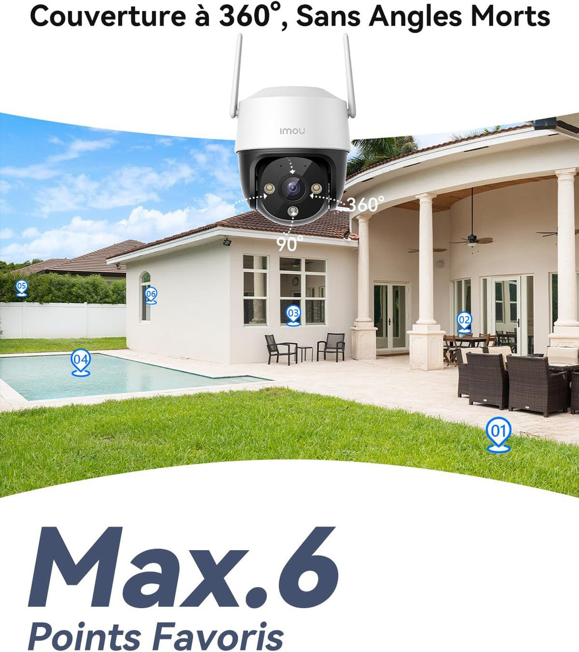Imou 2K(3MP) 360° Outdoor WiFi Surveillance Camera, 30M Colour Night Vision, People and Vehicle Detection, Intelligent Tracking, IP66 Waterproof, 2.4GHz WiFi and Wi-FI 6, Two-Way Audio