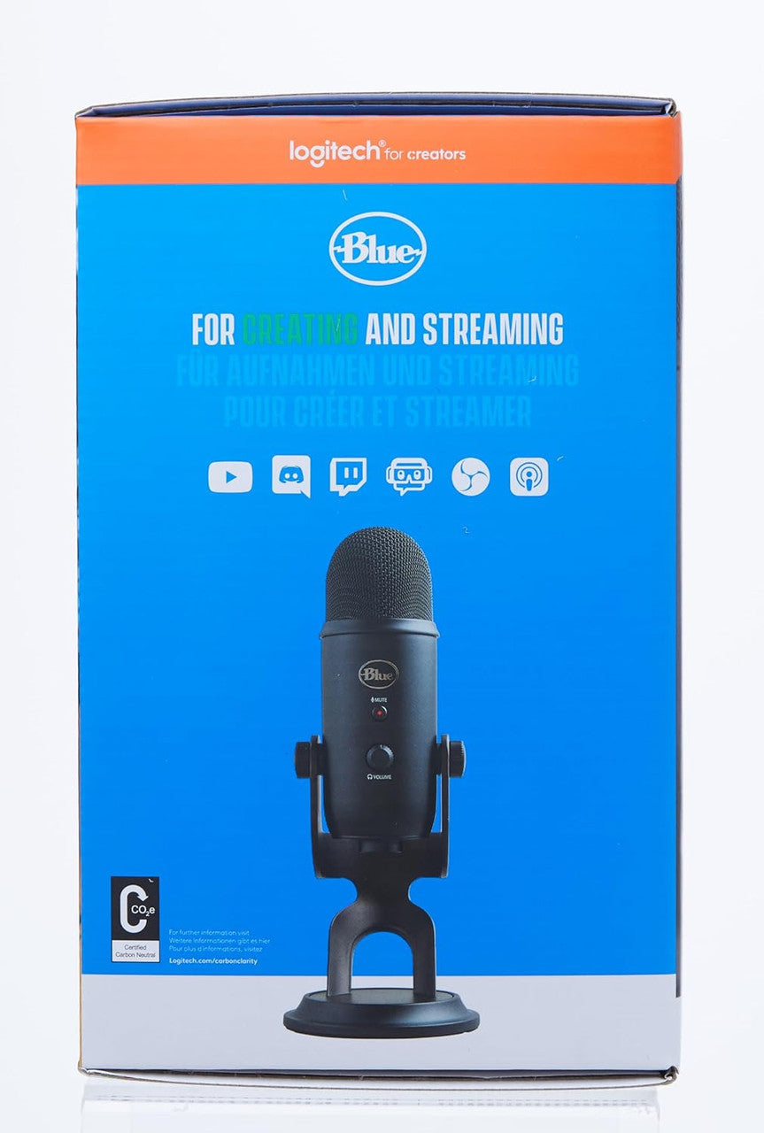 Blue Microphones Yeti USB microphone blackout (for recording and streaming on PC and Mac, Three condenser capsules, four polar patterns, headphone output and volume control Plug and Play)