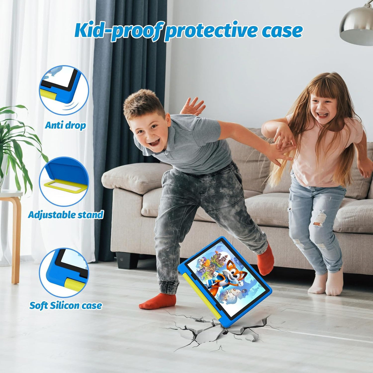 Yicty Children's Tablet, Upgraded Android 14 Tablet, 10 Inch for Children with Protective Case, Octa-Core, 8 + 64 GB 1TF Card Expandable, Dual Camera, Child Lock, Pre-installed KIDOZ, Perfect for kids