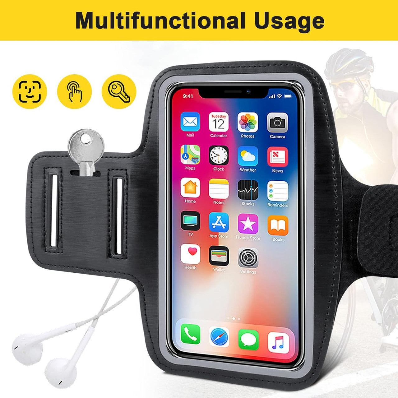 Sports Armband Mobile Phone with Headphone Bag, Sports Armband Mobile Phone Universal, Mobile Phone Bag Jogging Running Armband Mobile Phone Holder Jogging Arm Bag Suitable for All