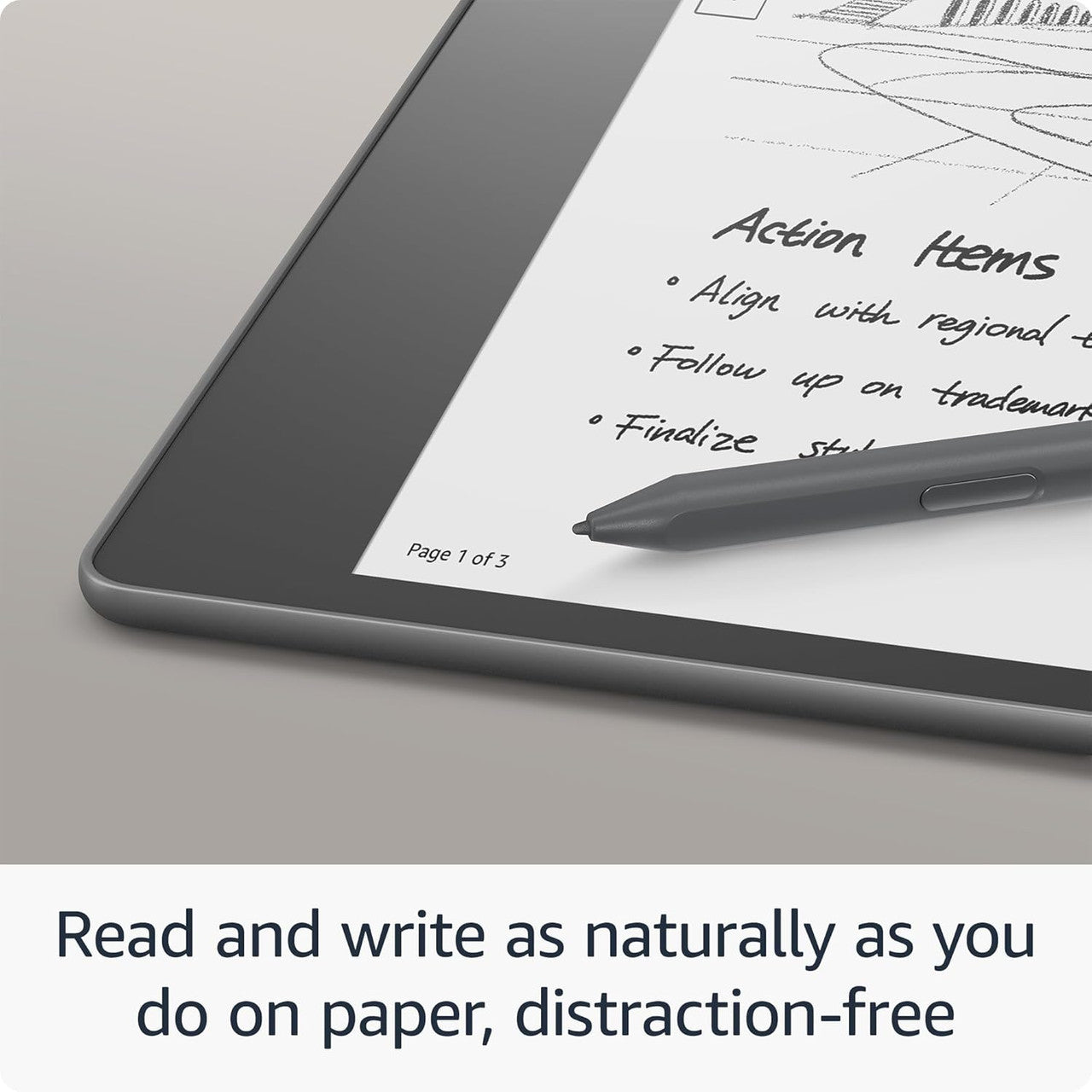 Amazon Kindle Scribe (16 GB) - Now write directly on books and documents. With built-in notebook summarization. A Kindle and notebook, all in one. Includes Basic Pen