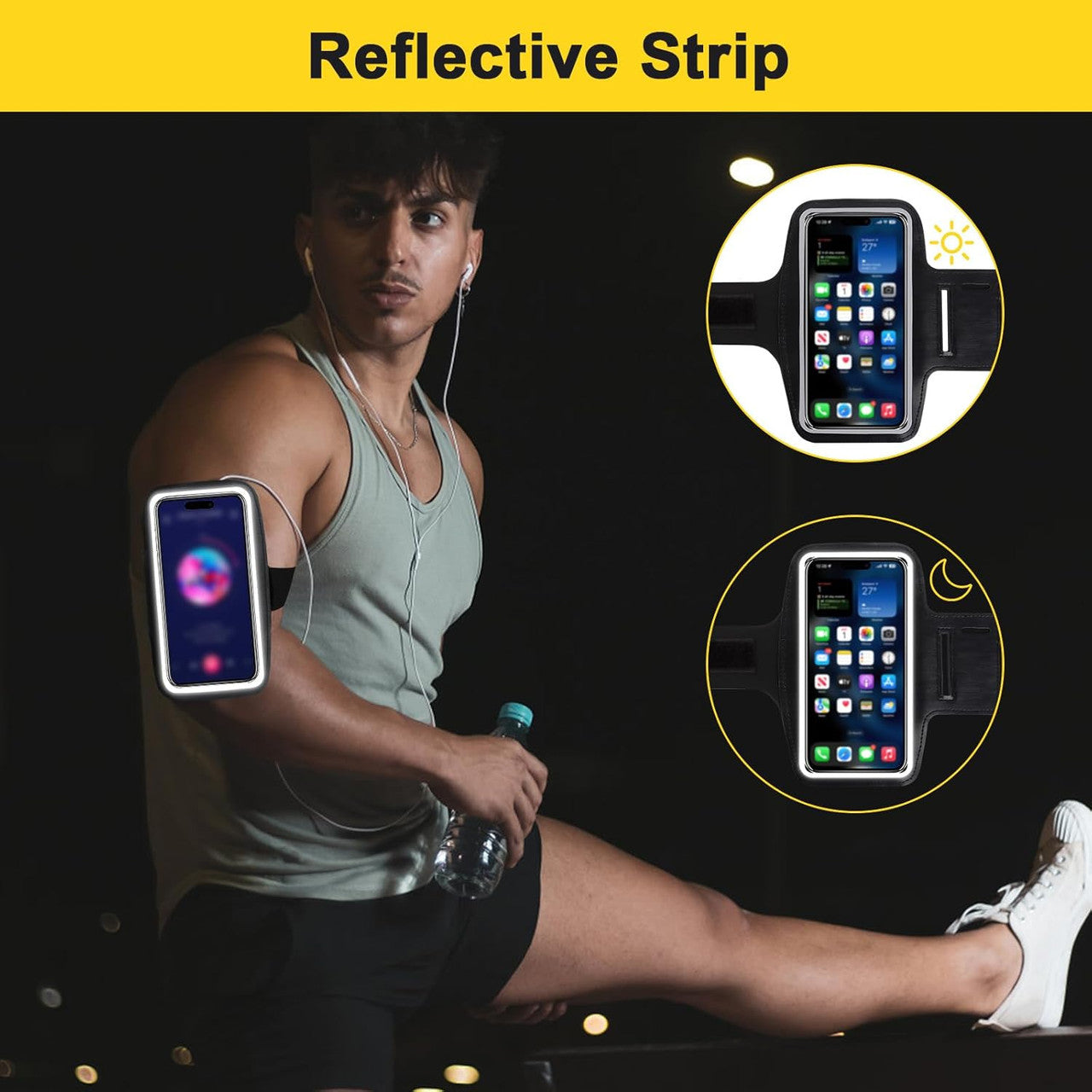 Sports Armband Mobile Phone with Headphone Bag, Sports Armband Mobile Phone Universal, Mobile Phone Bag Jogging Running Armband Mobile Phone Holder Jogging Arm Bag Suitable for All