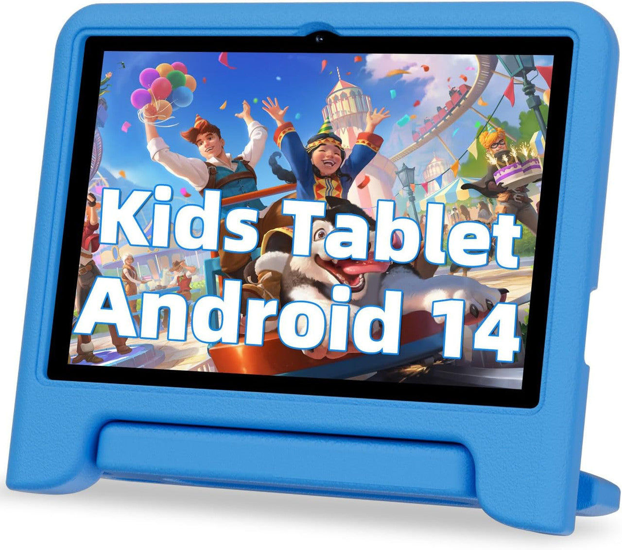 JIKOCXN Children's Tablet, 10 Inch Android 14 Tablets, Octa Core Tablet for Children, 10 GB RAM + 64 GB ROM, 1280 x 800 LCD Touchscreens, 6000 mAh, WiFi 5, BT5.0, Dual Camera, GPS (Blue)