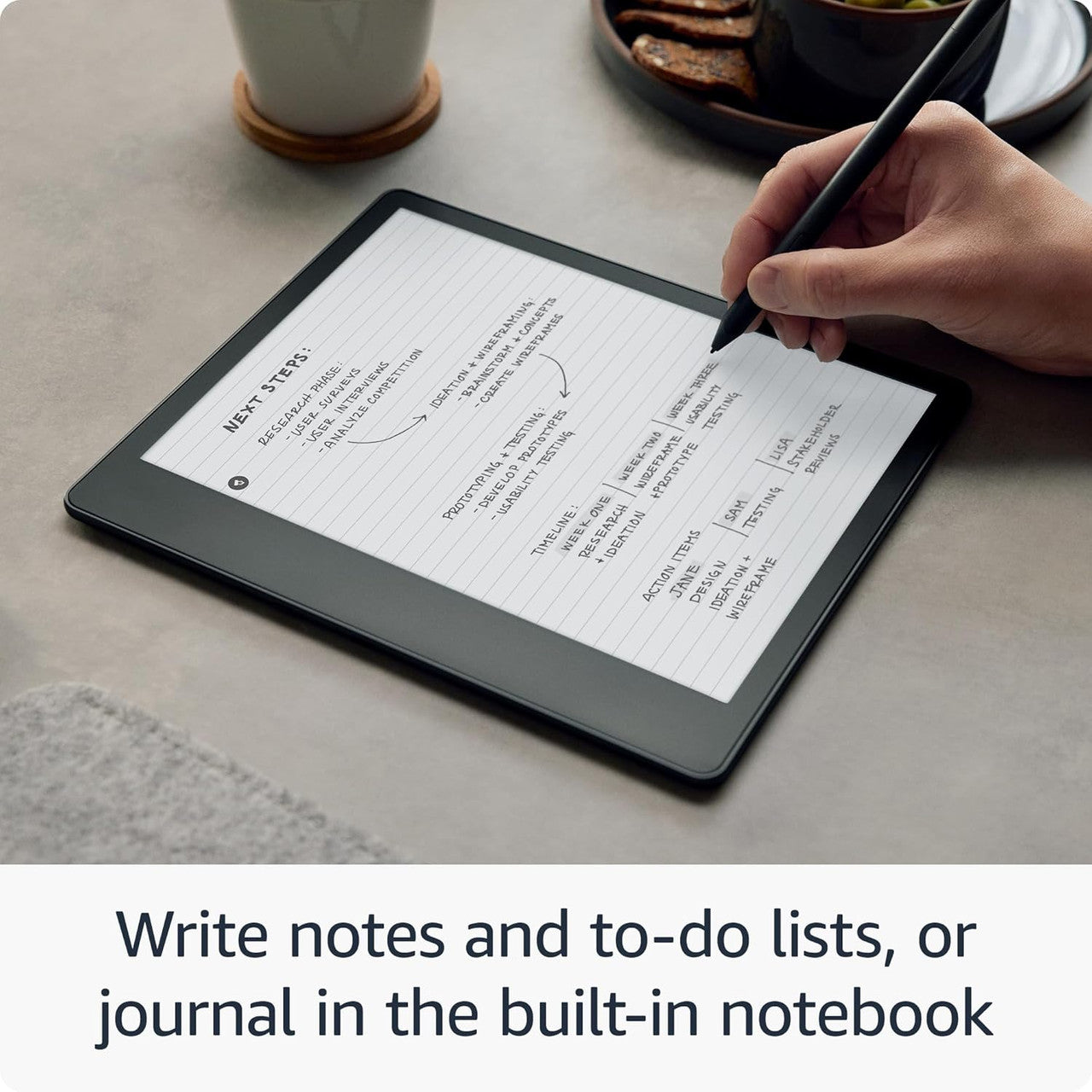 Amazon Kindle Scribe (16 GB) - Now write directly on books and documents. With built-in notebook summarization. A Kindle and notebook, all in one. Includes Basic Pen