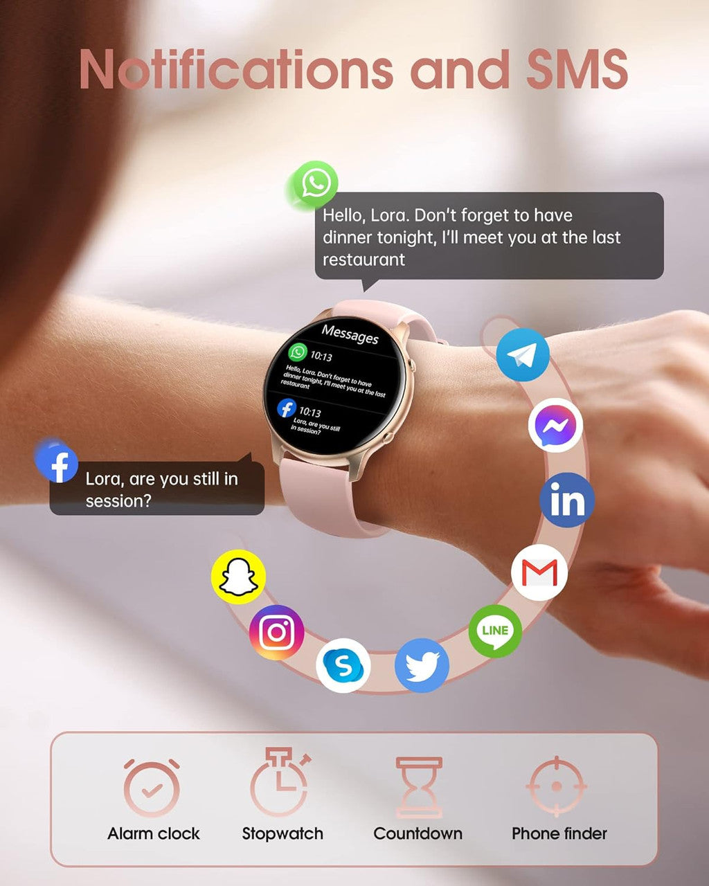 TUYOMA Women's Smart Watch – 1.32 Inch HD Smartwatch for Women, IP68 Waterproof Watch, DIY Dial, Oximeter, Sleep Monitor, Heart Rate Monitor, Pedometer, for Android iOS