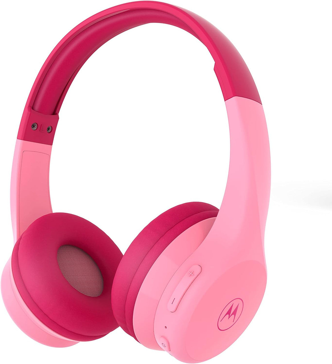 Motorola JR300 Kids Bluetooth Wireless Headphones with Microphone - Lightweight Over Ear, Safe Volume Limit 85dB, Audio Splitter for Sharing - Ideal for School, Travel, Gaming - Pink