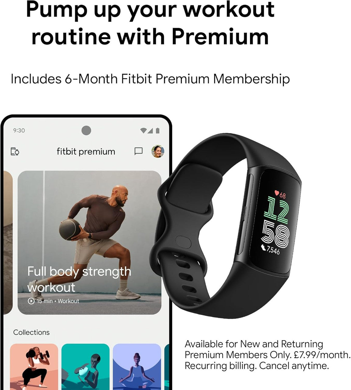 Fitbit Charge 6 Activity Tracker with 6 Months Premium Membership Included, 7 Days Battery Life and Google Wallet and Google Maps, Obsidian/Black Aluminum