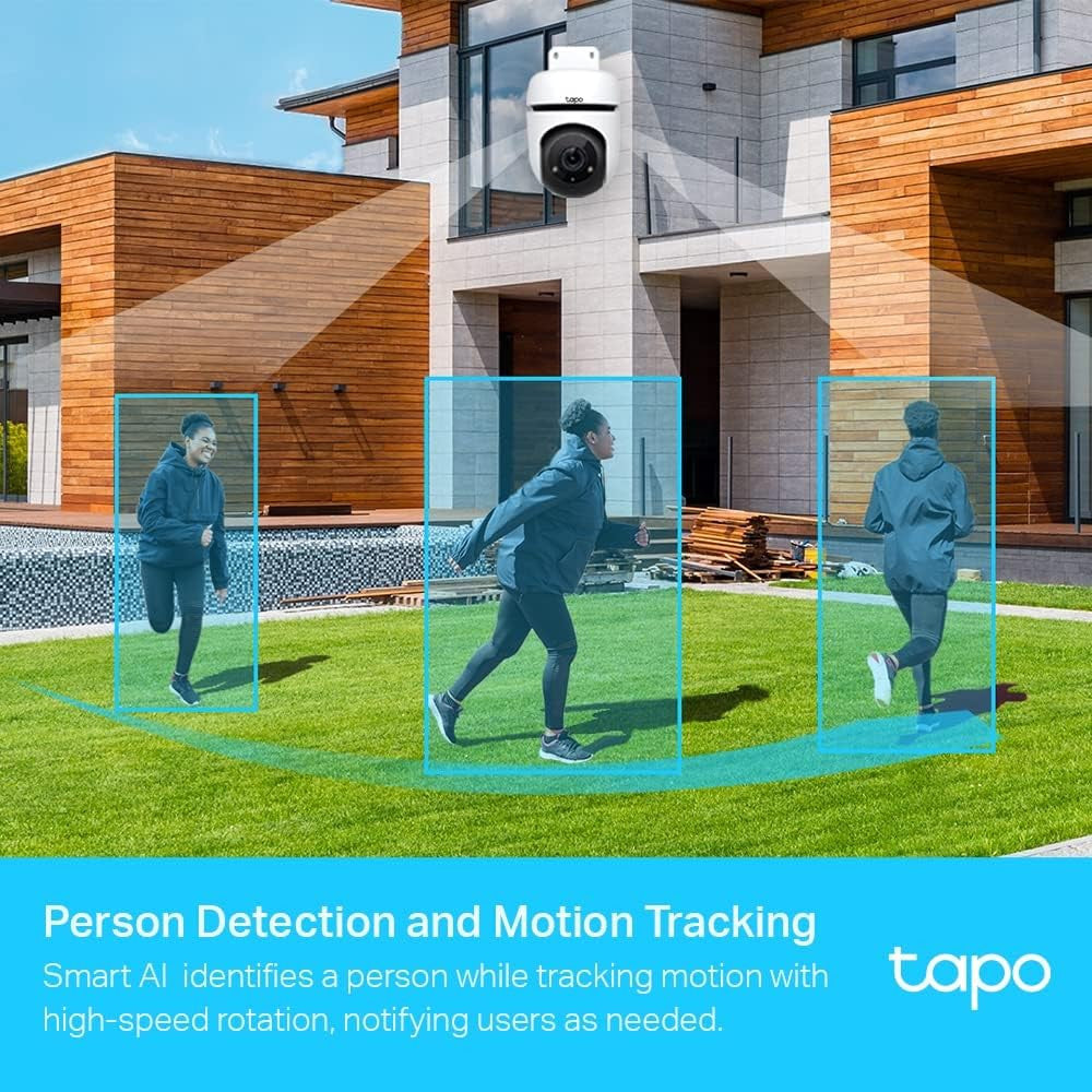 Tapo 1080p Full HD Outdoor Pan/Tilt Security Wi-Fi Camera, 360° Motion Detection, IP65 Weatherproof, Night Vision, Cloud &SD Card Storage, Works with Alexa&Google Home (Tapo C500) White