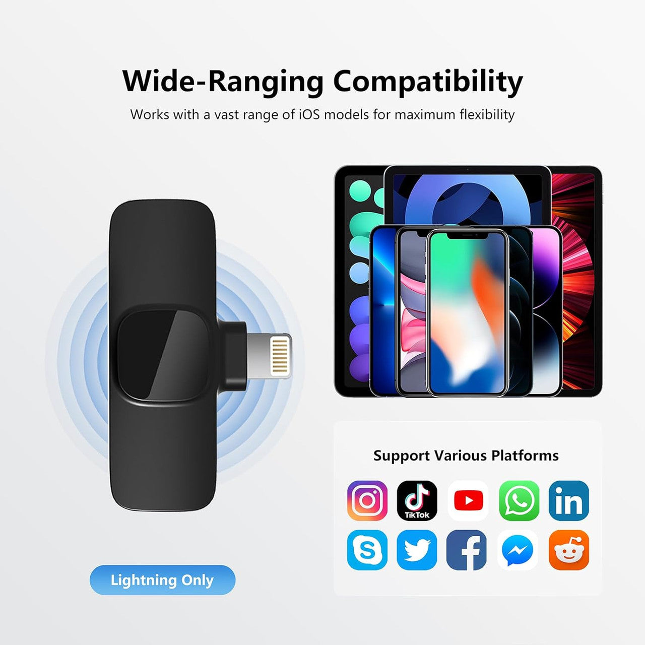 Qhot Wireless Microphones for iPhone iPad,[Lightning], Clip on Lapel Lavalier Bluetooth Microphone Wireless for Video Recording,PC, Laptop, Live Streaming,Podcast,Vlog,Youtube/TikTok(2Pack iOS)