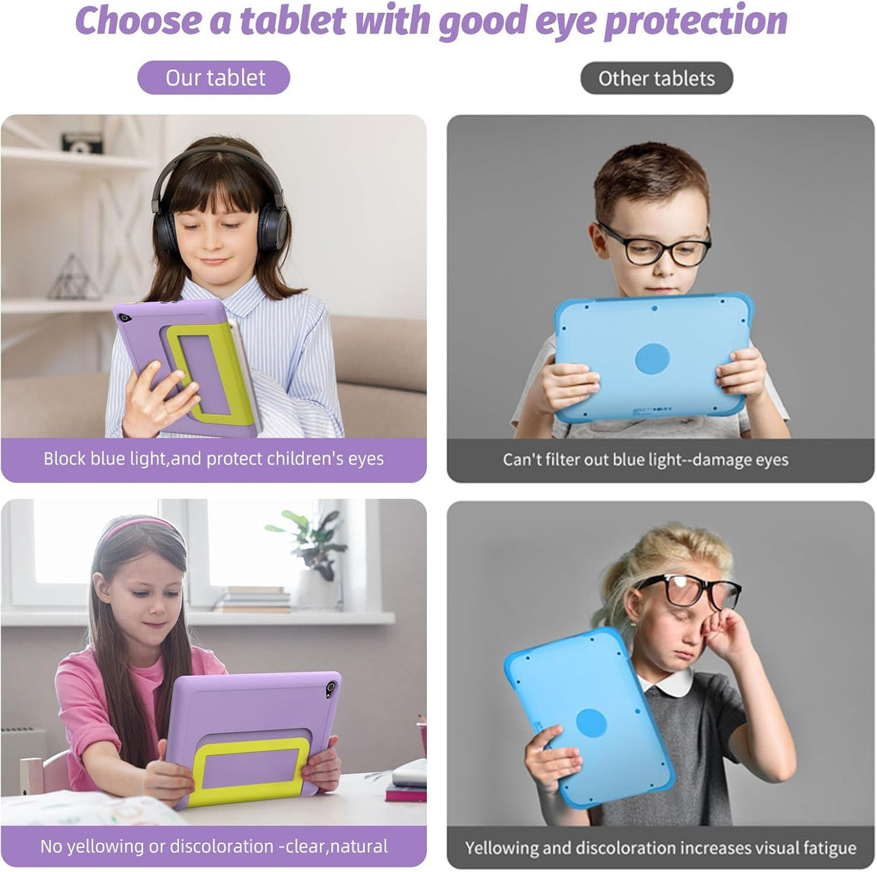 Yicty Children's Tablet, Upgraded Android 14 Tablet, 10 Inch for Children with Protective Case, Octa-Core, 8 + 64 GB 1TF Card Expandable, Dual Camera, Child Lock, Pre-installed KIDOZ, Perfect for kids