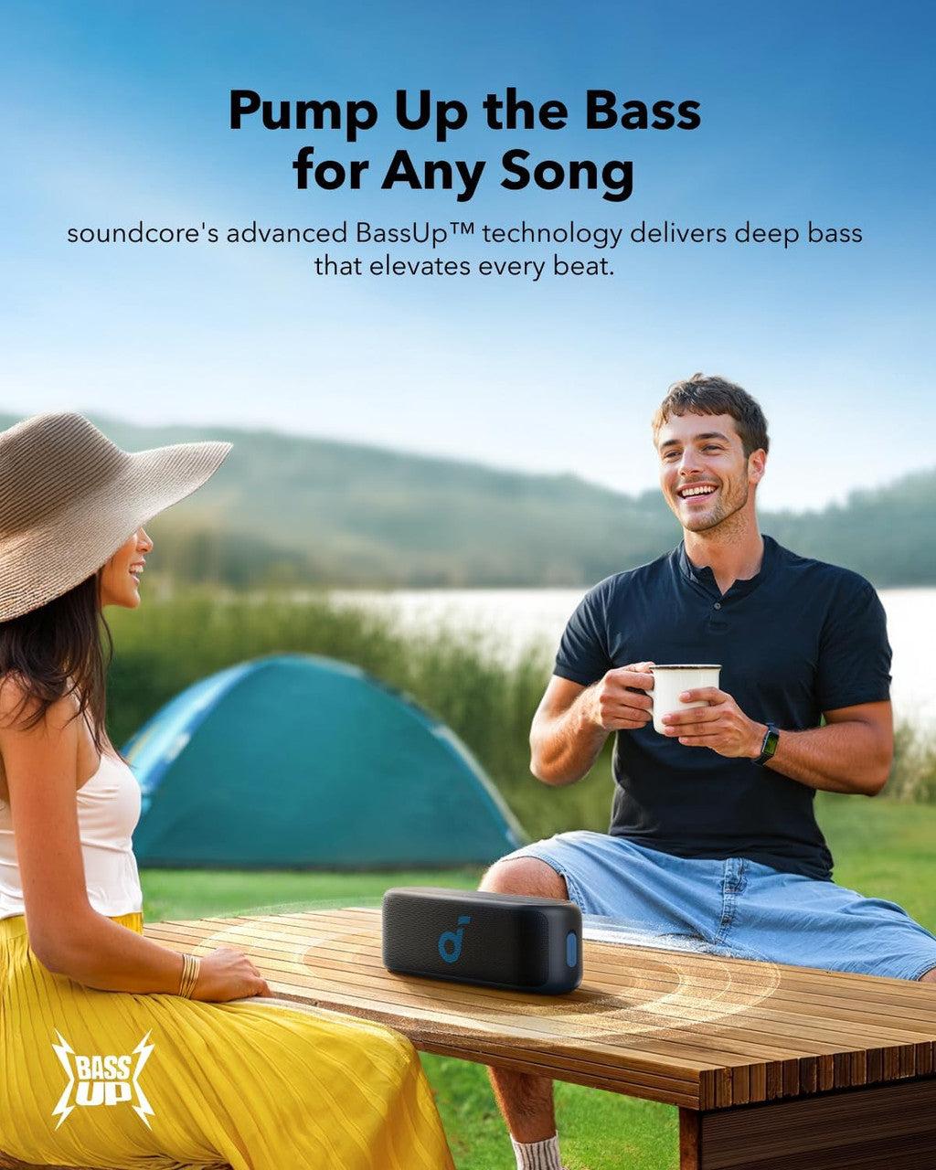 soundcore by Anker Select 2S Bluetooth Speaker with 20W Stereo Sound, BassUp, Custom EQ, Wireless Stereo Pairing, IPX7 Waterproof and 16H Playtime, Portable Speaker for Home, Hiking and Outdoors