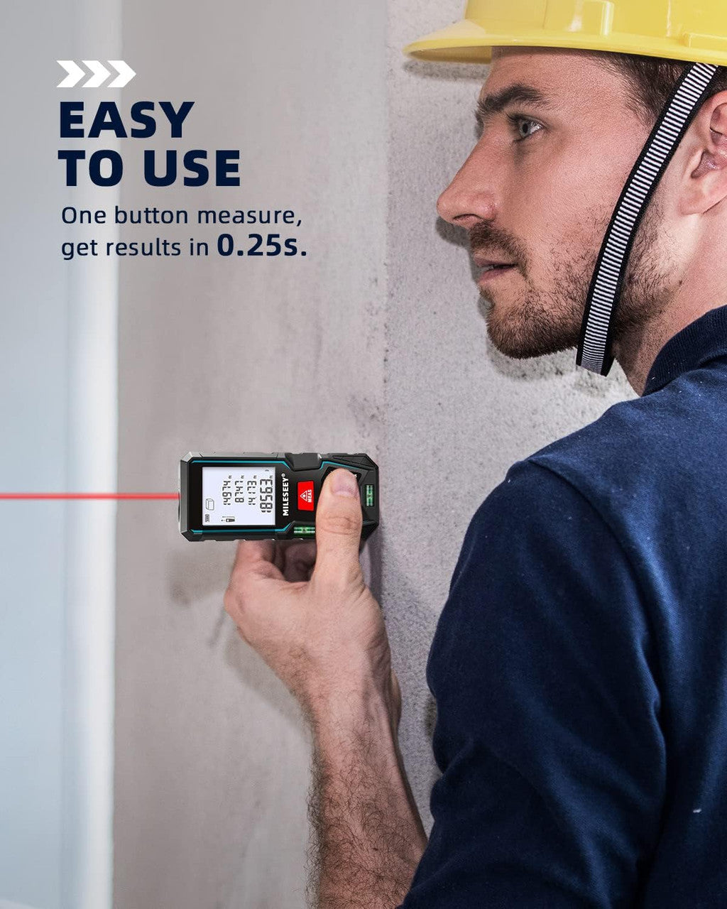 Laser Measure Device 50M, MiLESEEY Laser Distance Meter With 2 Spirit Level Bubbles, ±2mm Accuracy, 2 inch LCD Backlight, Pythagorean Mode, Measure Distance, Area/Volume Calculation