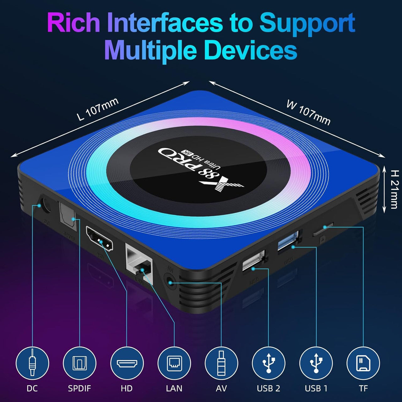 Android 13.0 TV Box, Android Box 4GB RAM 64GB ROM RK3528 Quad-Core 64bit Cortex-A53, Android TV Box Supports 2.4/5.0GHz WiFi6 BT5.0 HD 8K HDMI 2.0