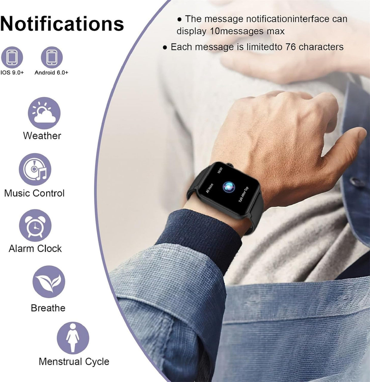 IOWODO R30 PRO Smart Watch for Men Women (Answer/Make Calls), Voice Assistant, 1.85" Fitness Watch with SpO2 Heart Rate Sleep Monitor, 100 + Sports, IP68 Waterproof Step Counter Smartwatch for iOS Android