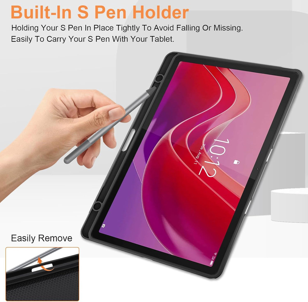 Vakarey Ultra Thin Smart Cover for Lenovo Tablet M11 Case,For Lenovo Tab M11 Case with Pen Holder,Black