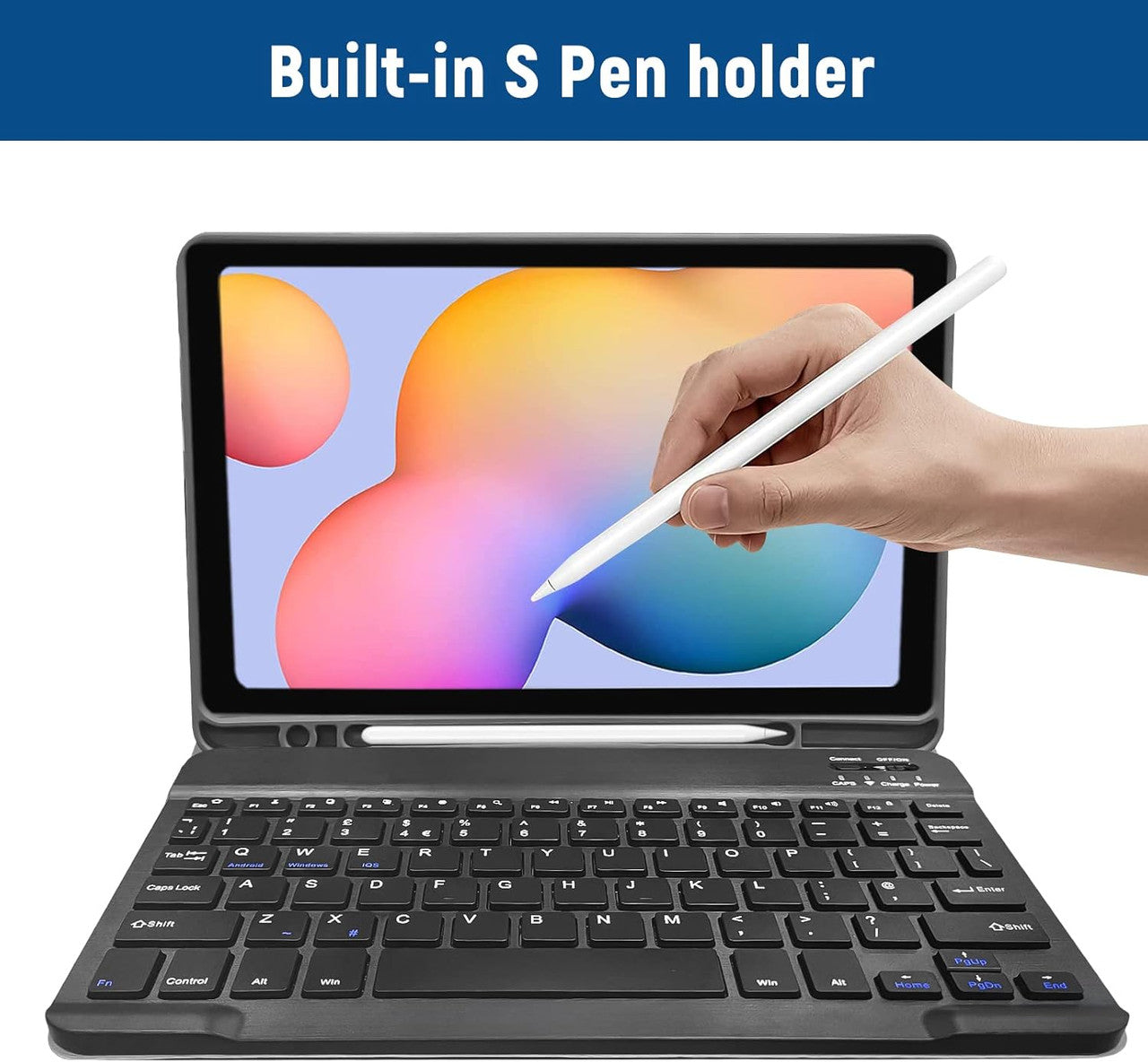 Samsung Galaxy Tab S6 Lite Case with Keyboard - Bluetooth UK layout Keyboard case for Samsung S6 Lite Tablet 2024, Keyboard Case for Samsung Tab S6 Lite 10.4” 2024/2022/ 2020, Black