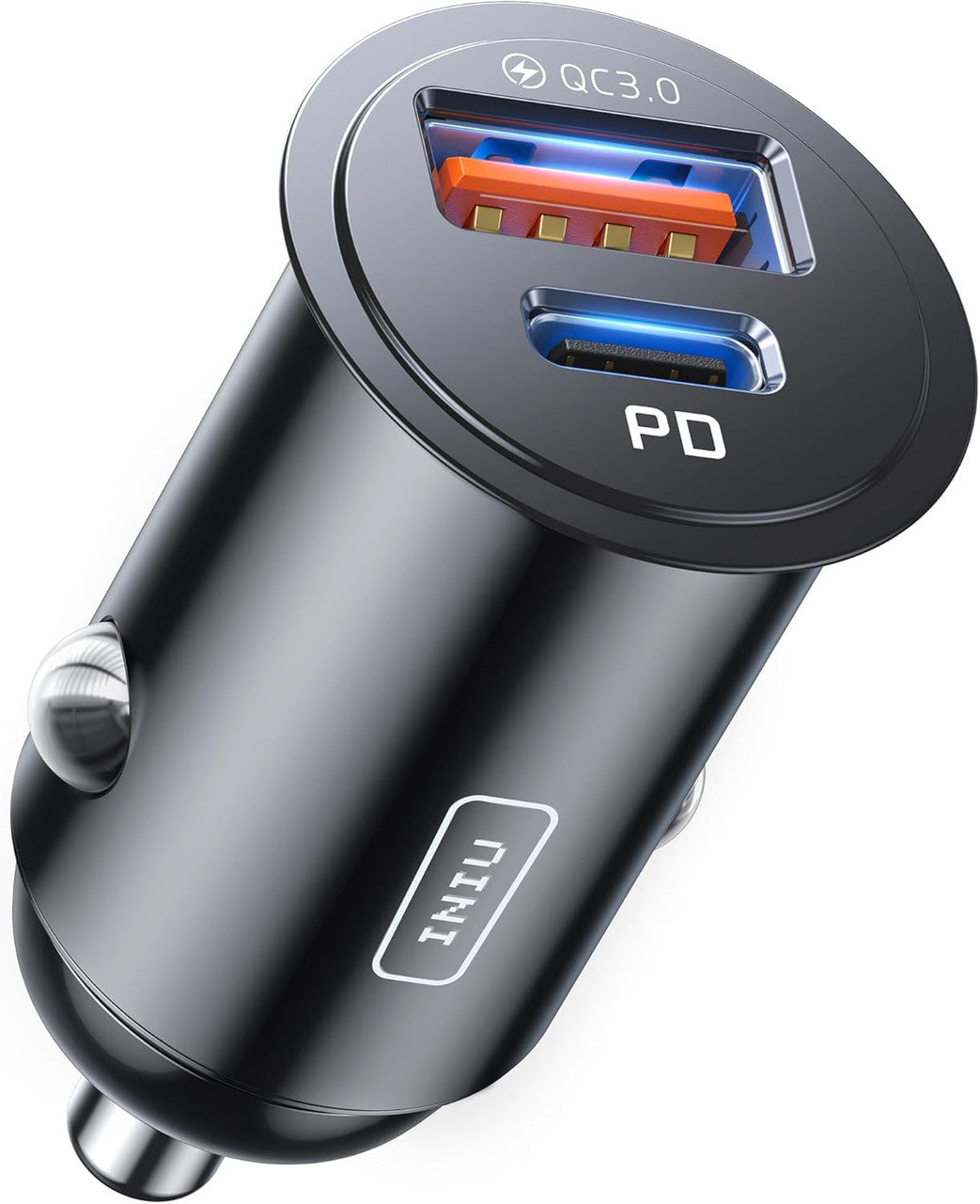 INIU Car Charger, Cigarette Lighter USB Charger Total 60W [USB C 30W+USB A 30W] 12V USB Socket, PD3.0 Fast Charge Car Phone Charger Metal Adapter for iPhone 16 15 14 13 12 Pro Max iPad Samsung Google