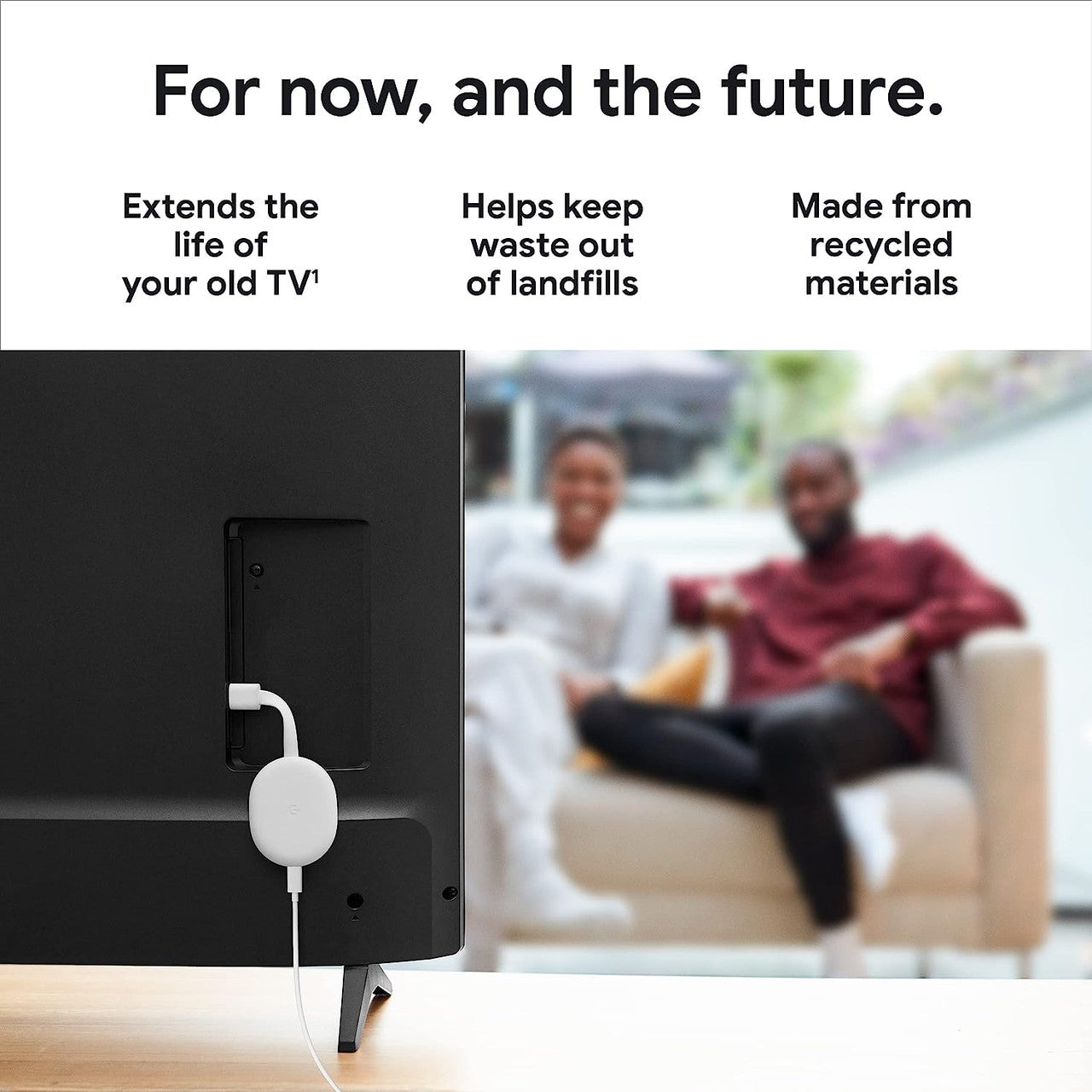 Google Chromecast with Google TV (4K)- Streaming Stick Entertainment with Voice Search - Watch Movies, Shows, and Live TV in 4K HDR - Snow