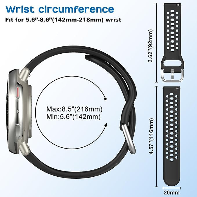 DHWGang 3 Pieces Straps Compatible with Amazfit Active2/Active/GTS4/GTS3/GTS2 Watch Bracelets, Silicone Wristbands, Breathable, Soft and Comfortable, Sports Replacement for Men and Women
