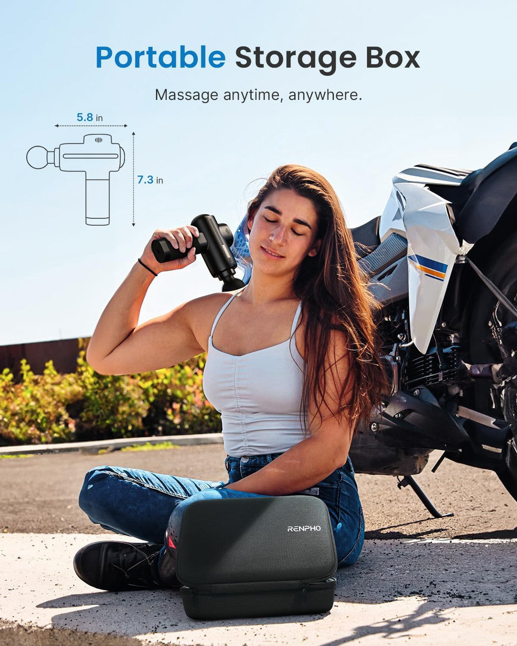 RENPHO Massage Gun Deep Tissue, Muscle Massage Gun 3200 RPM Motor Massager with Type-C Charging and Portable Case, for Home Office Workout Full Body Muscle Massage Relax, Black