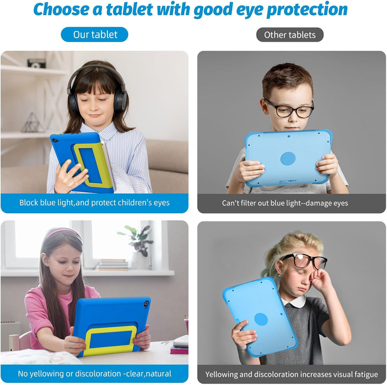 Yicty Children's Tablet, Upgraded Android 14 Tablet, 10 Inch for Children with Protective Case, Octa-Core, 8 + 64 GB 1TF Card Expandable, Dual Camera, Child Lock, Pre-installed KIDOZ, Perfect for kids