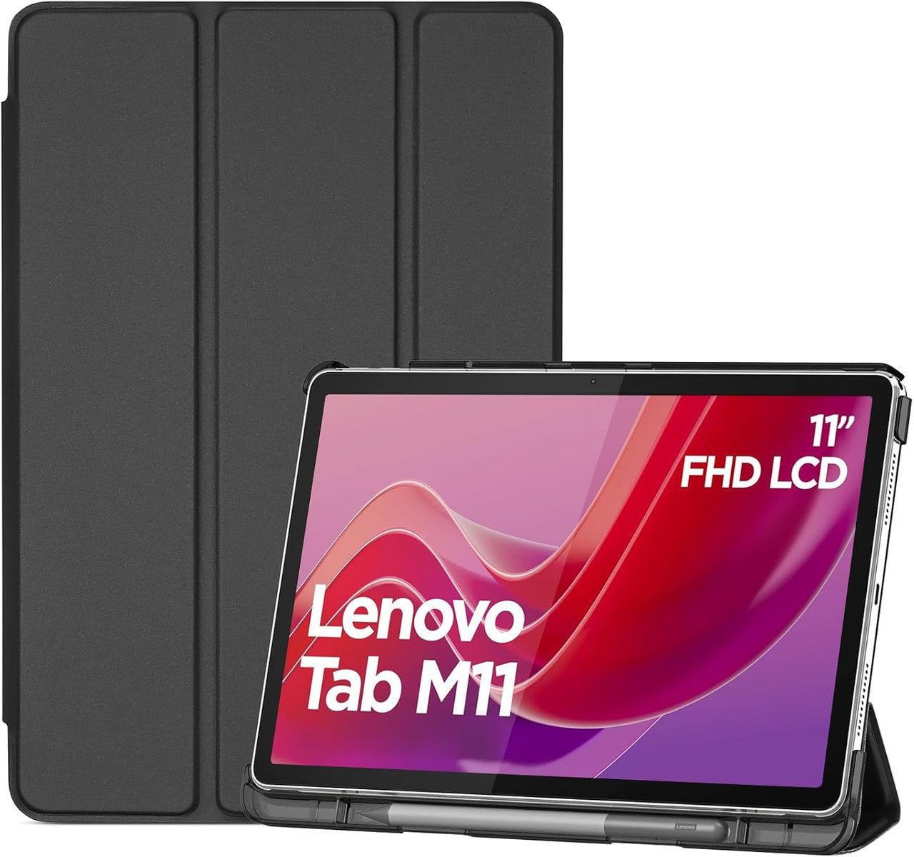 ProCase Case for 11 Inch Lenovo Tab M11 2024 with Pen Holder, Ultra Thin & Lightweight Smart Case Cover - Black