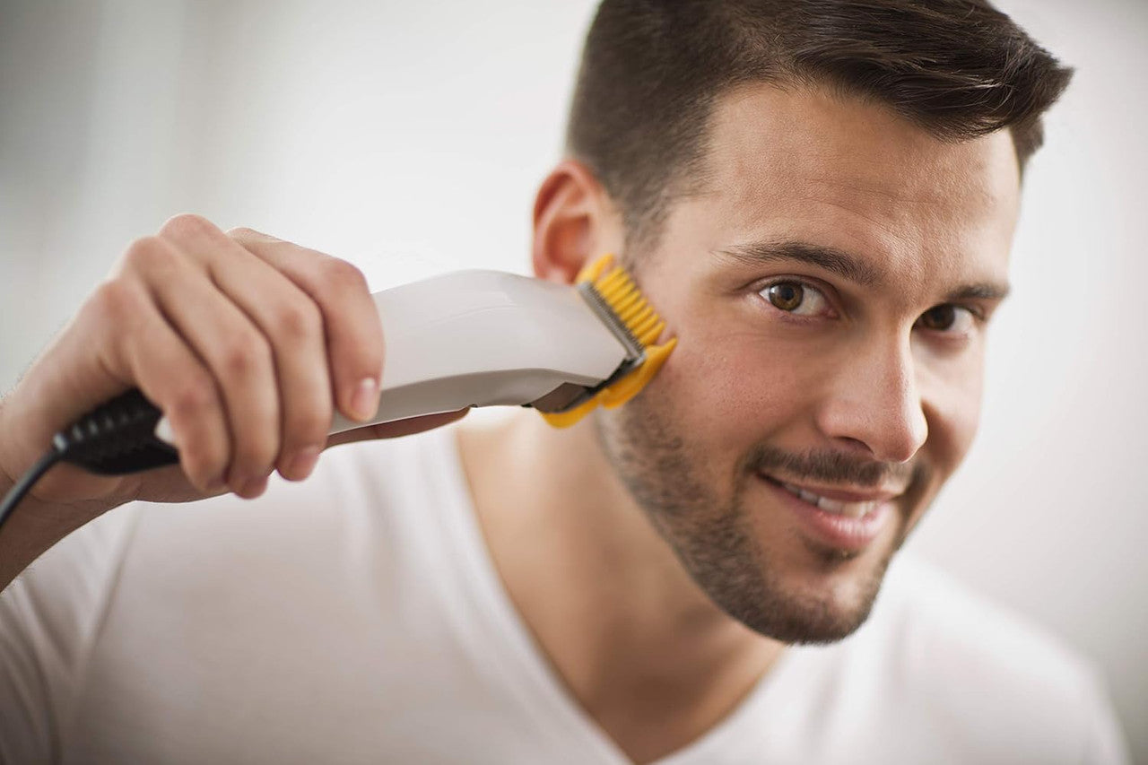 Remington Colour Cut Hair Clippers Kit (Corded, Stainless Steel Self-Sharpening Blades, Comfort Tip Blades, Taper Lever (0.5-2mm), 9 Colour Coded Combs (1.5-25mm), Scissors & Comb)