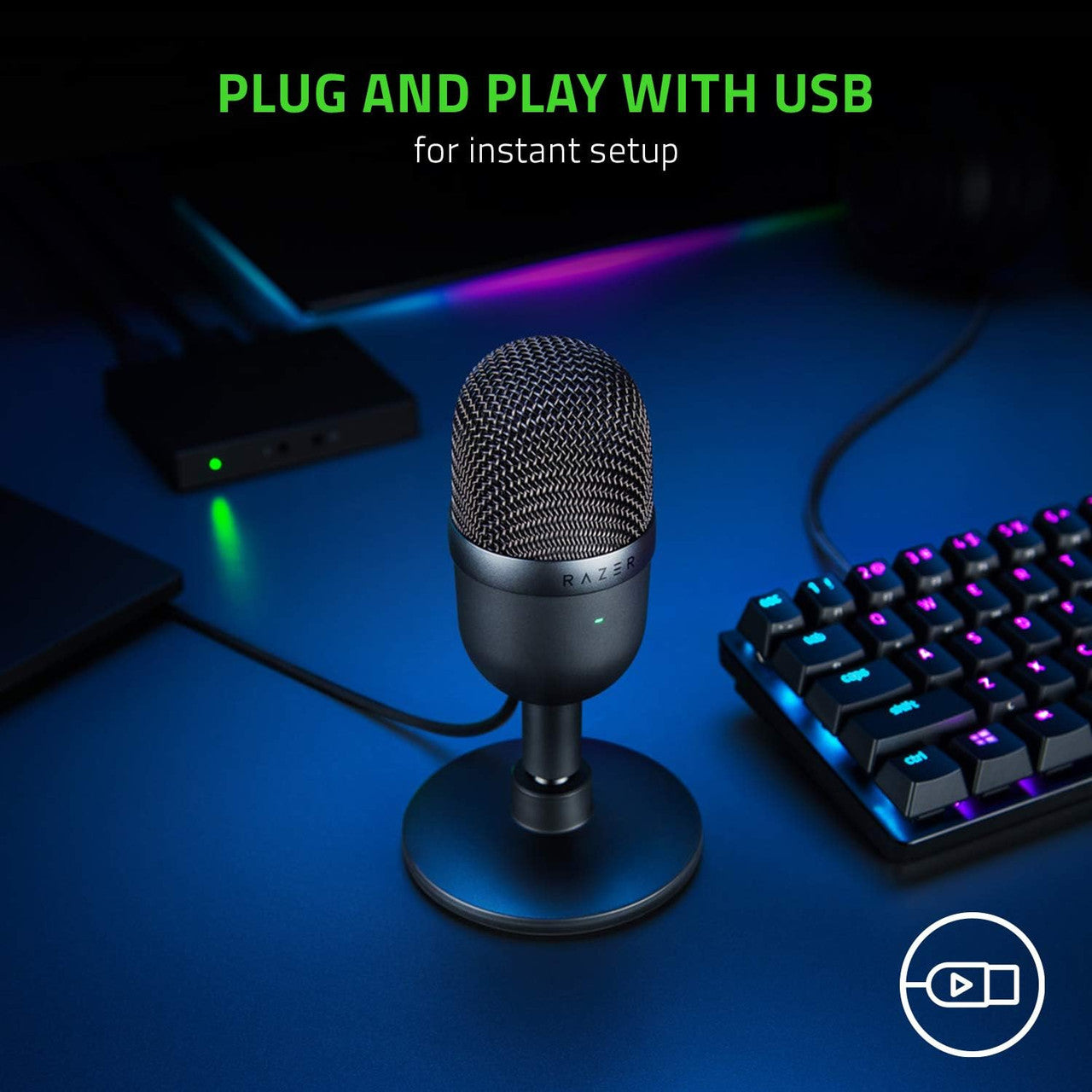 Razer Seiren Mini USB Condenser Microphone: for Streaming and Gaming on PC - Professional Recording Quality - Precise Supercardioid Pickup Pattern - Tilting Stand - Shock Resistant